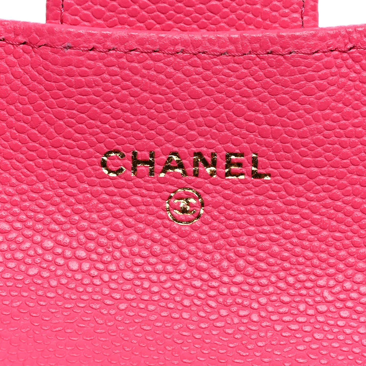 Caviar Quilted Flap Card Holder Wallet Fuchsia