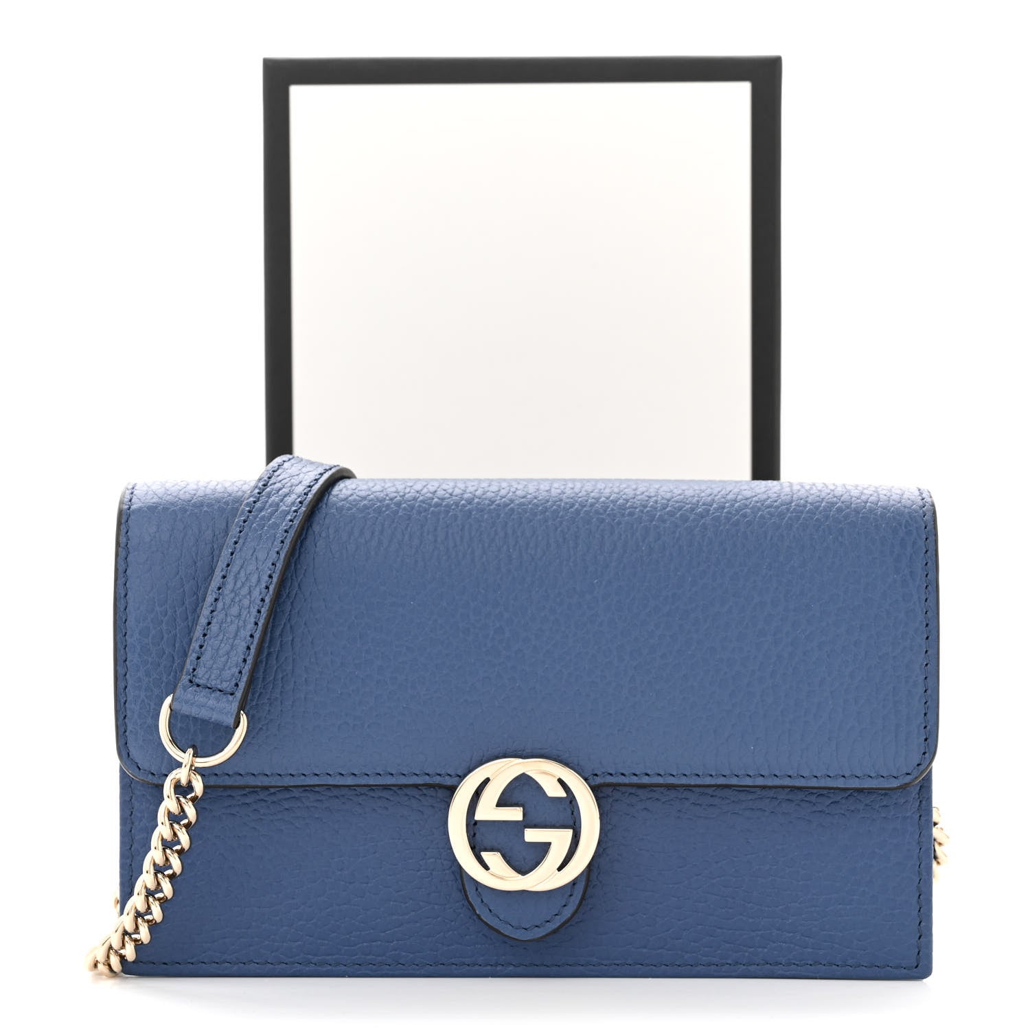 Gucci Dollar Calfskin Interlocking G Chain Wallet Caspian 10 of 10