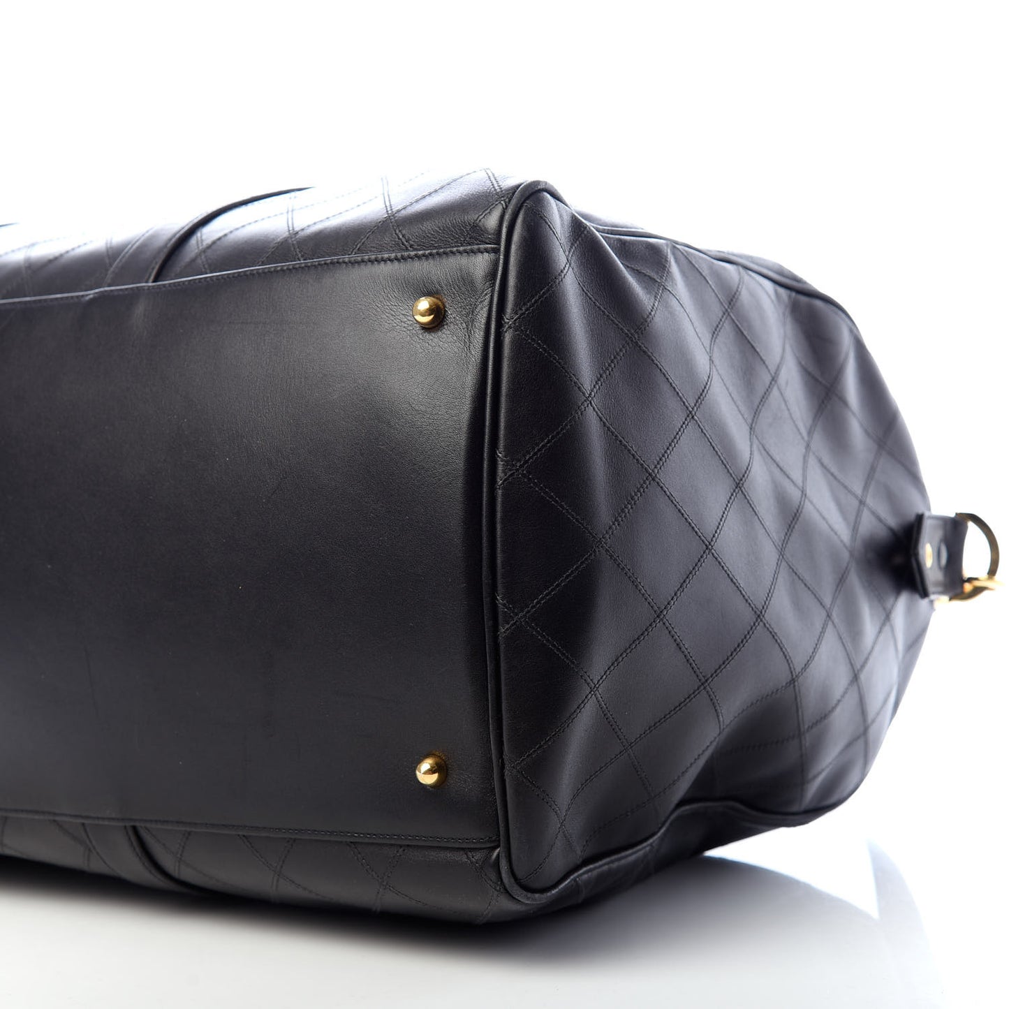 Calfskin Diamond Stitched Duffle Bag Black
