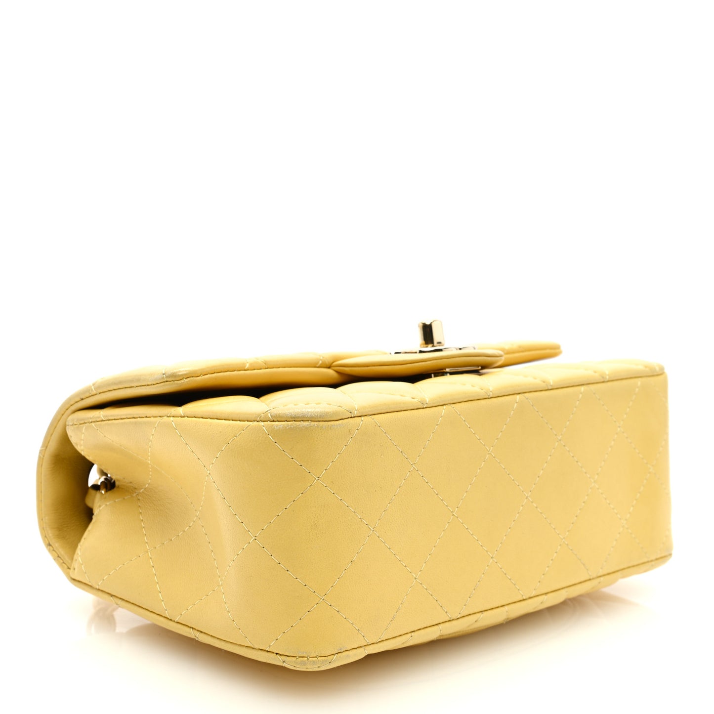 Lambskin Quilted Mini Rectangular Flap Yellow