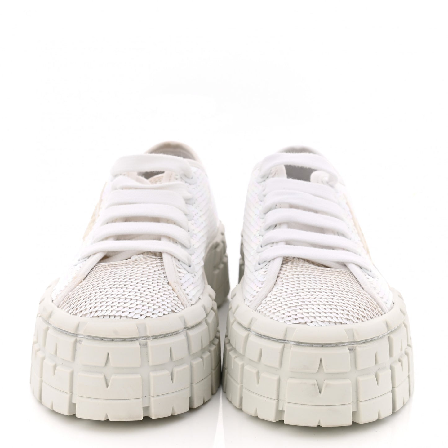 Paillettes Triangle Logo Double Wheel 50mm Sneakers 37 White