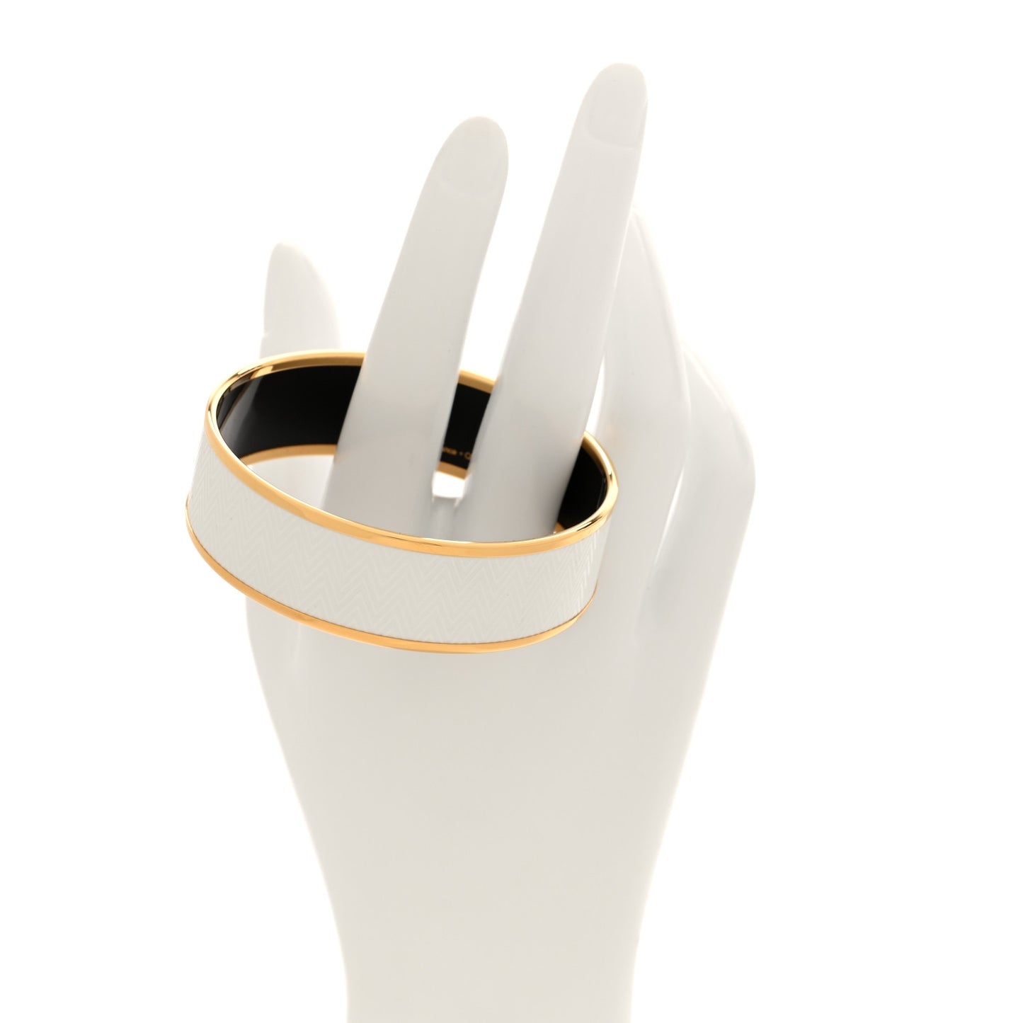 Enamel Printed Chevron Wide Bracelet 65 White