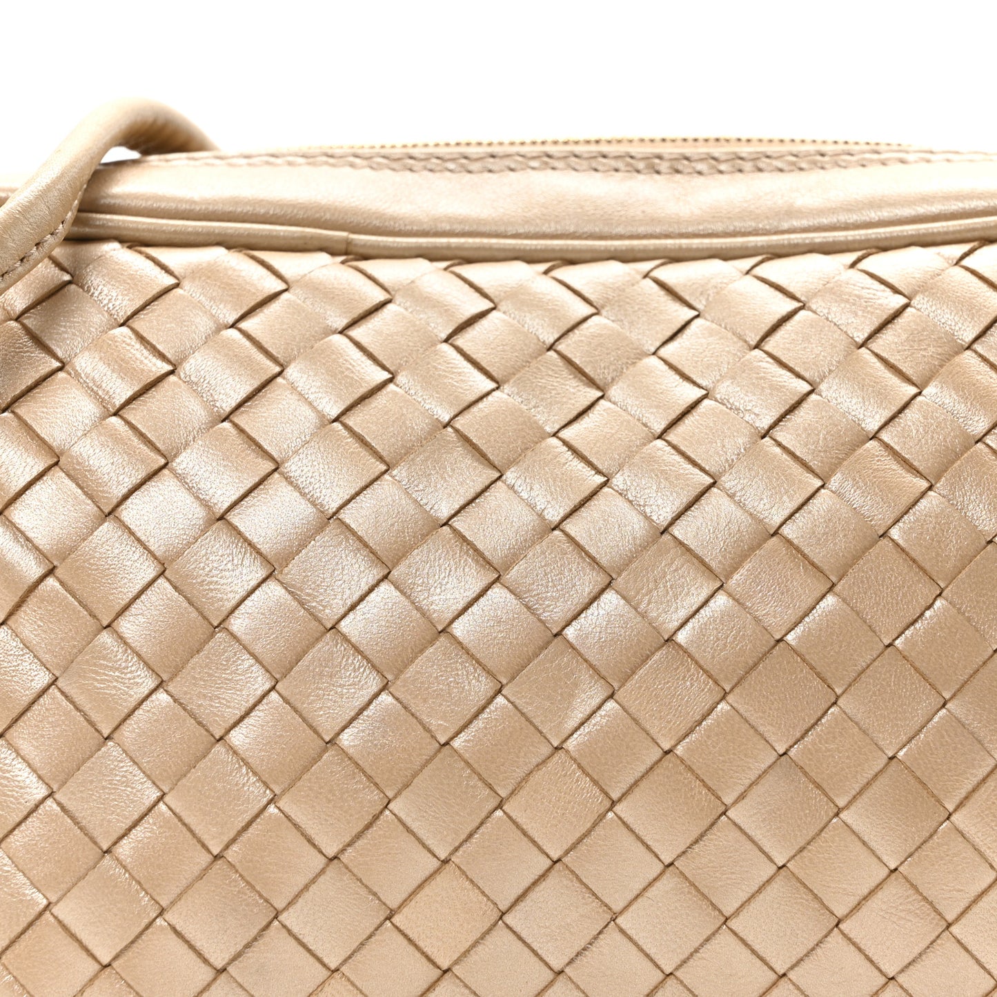 Metallic Nappa Intrecciato Mini Crossbody Rose Gold