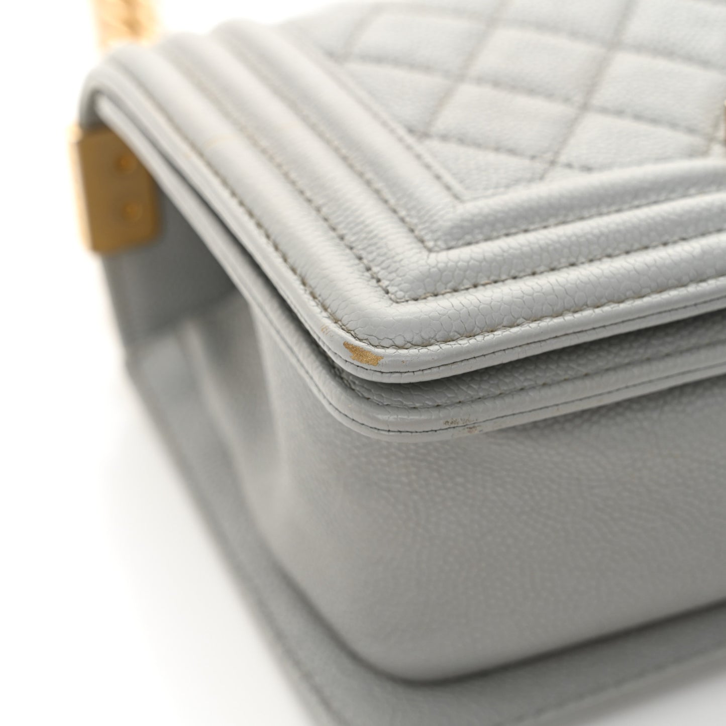 Caviar Quilted Small Boy Flap Light Grey