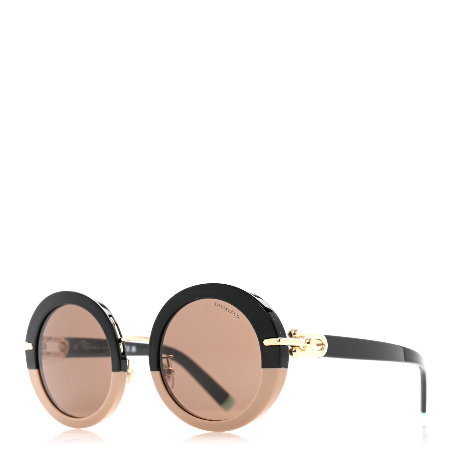 Acetate TF4201 Round Sunglasses Black Beige Blue