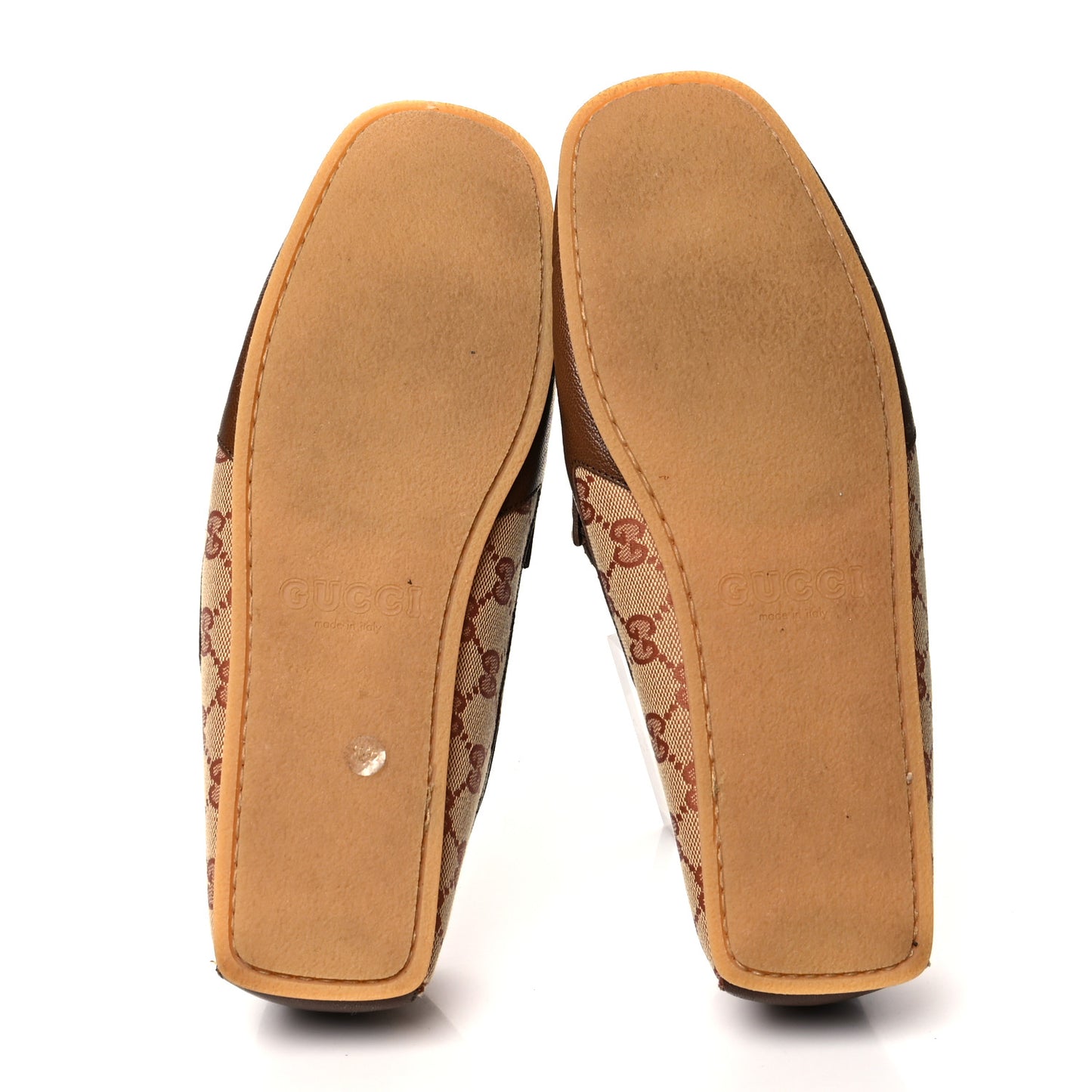 GG Monogram Mens Driver Loafers 10.5 Beige Ruggine Cuir