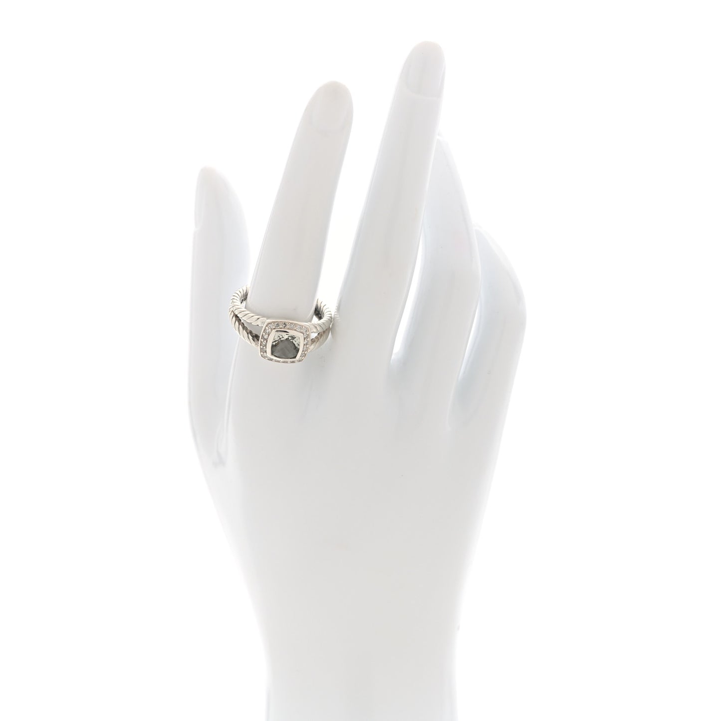 Sterling Silver Diamond Prasiolite 7mm Petite Albion Ring 59 8.75