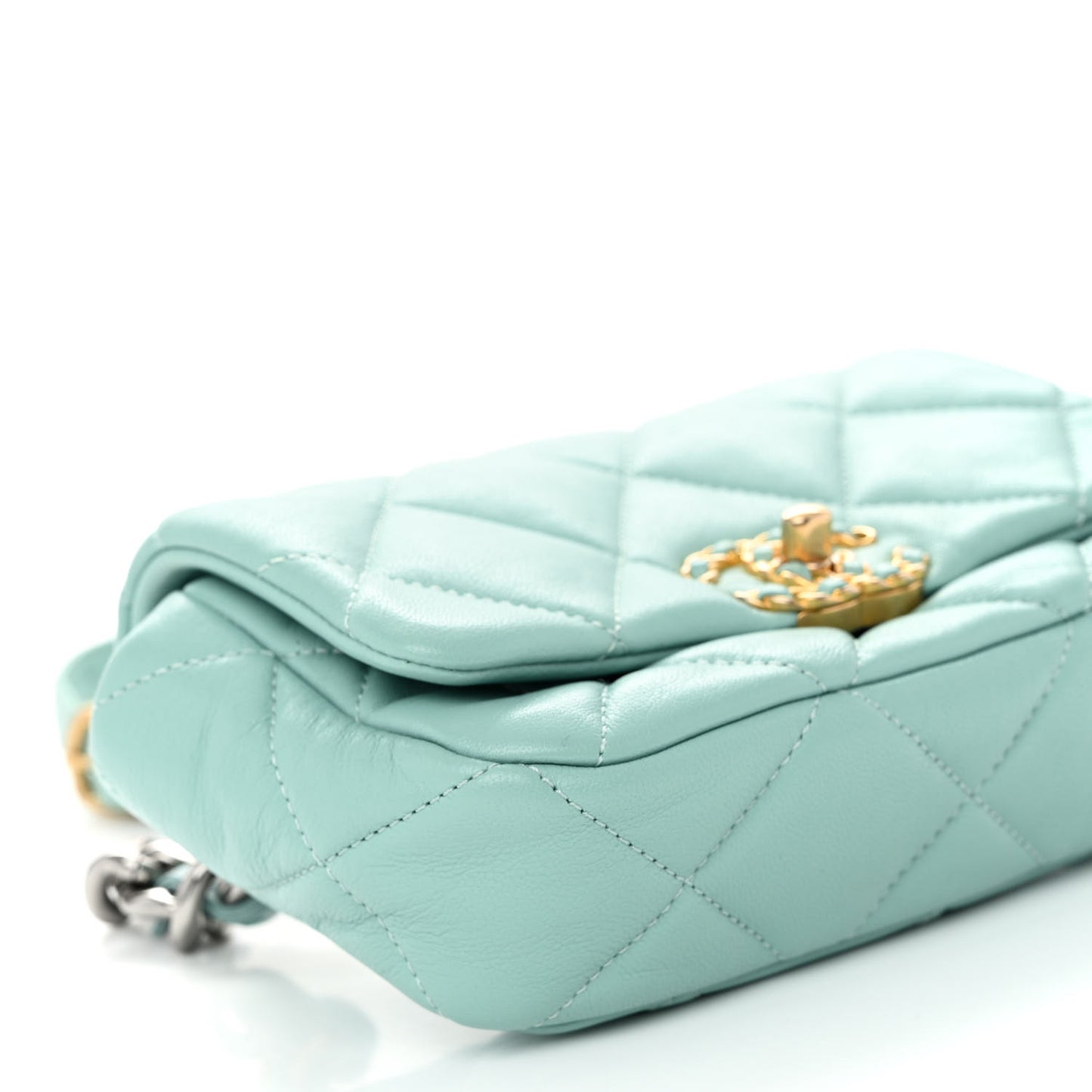 Lambskin Quilted Chanel 19 Waist Bag Light Blue