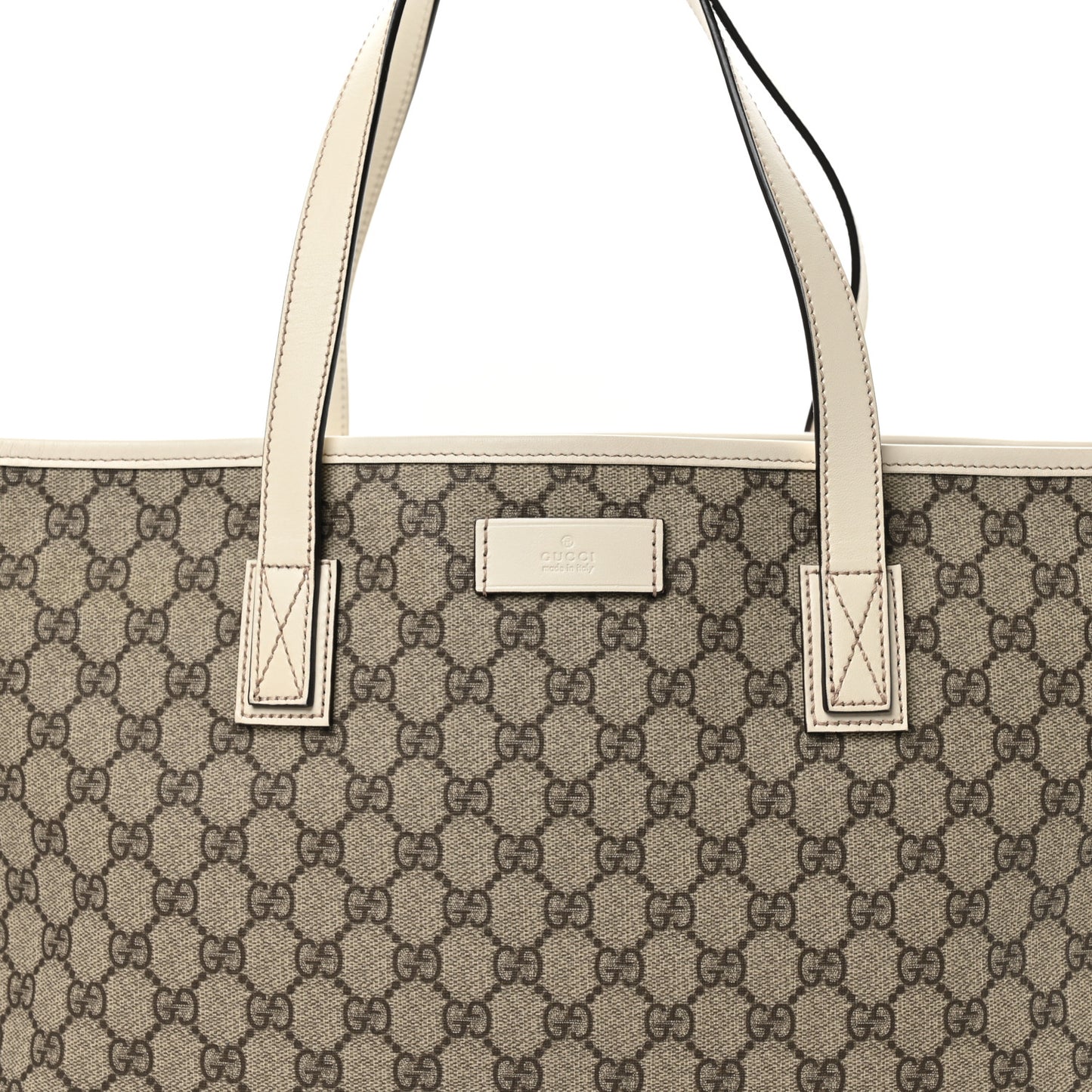 GG Supreme Monogram Medium Zippered Shopping Tote Off White