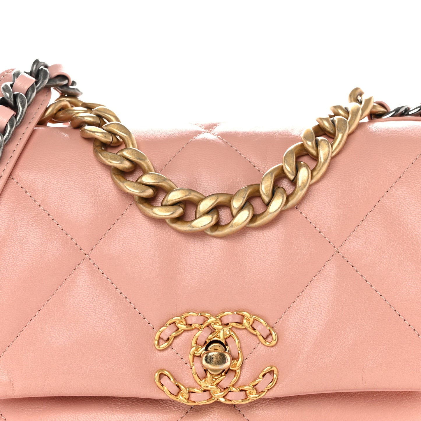 Goatskin Quilted Medium Chanel 19 Flap Light Pink