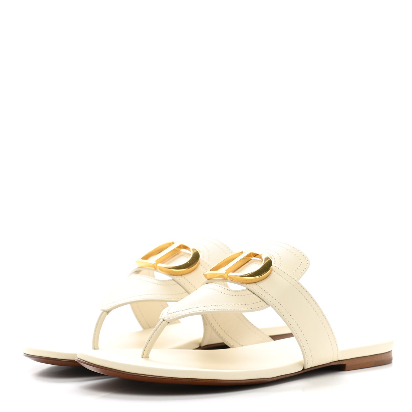 Calfskin 30 Montaigne Thong Sandals 36.5 White