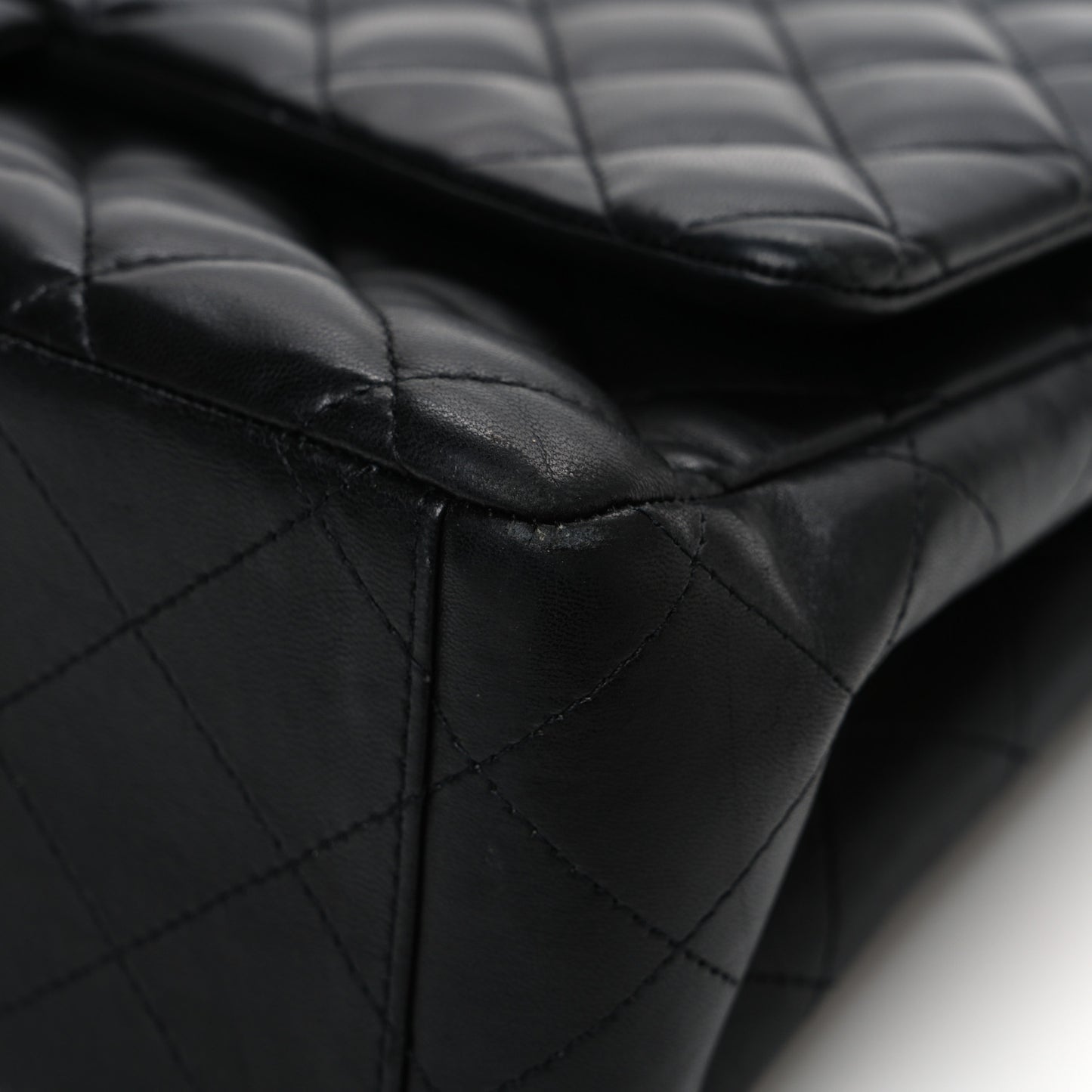 Lambskin Quilted Maxi Double Flap Black