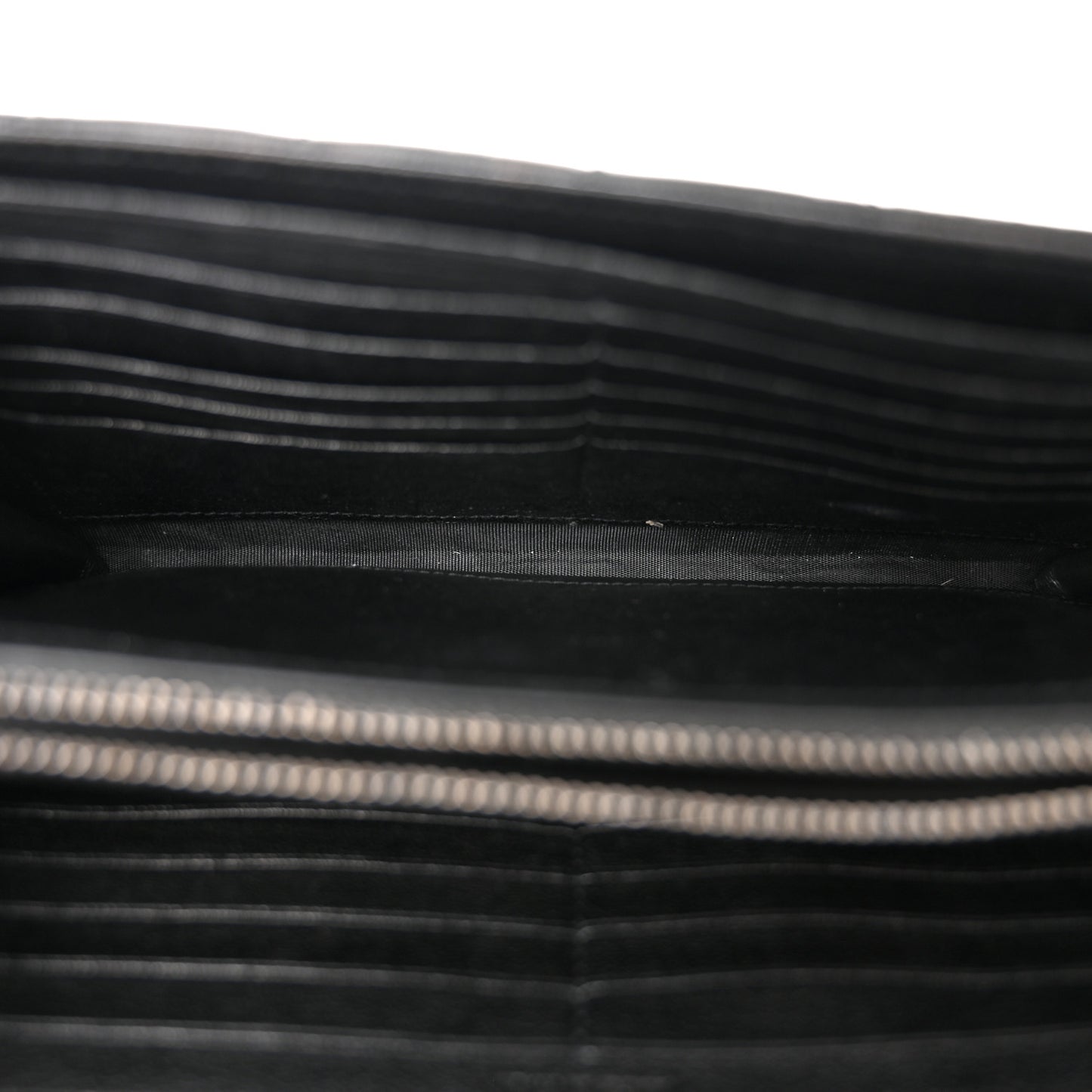 Sheepskin Tri-Quilt Monogram Envelope Chain Wallet Black