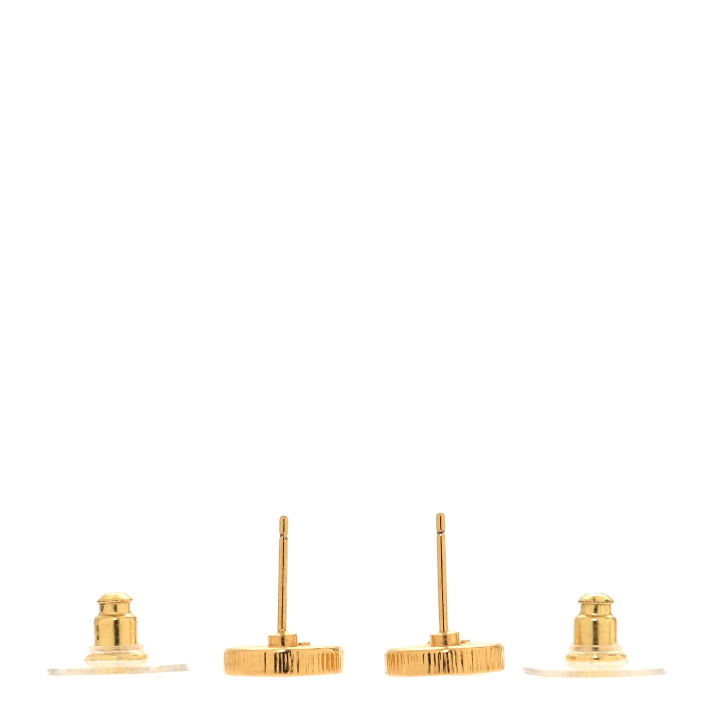 Metal Enamel CC Round Earrings Gold Black