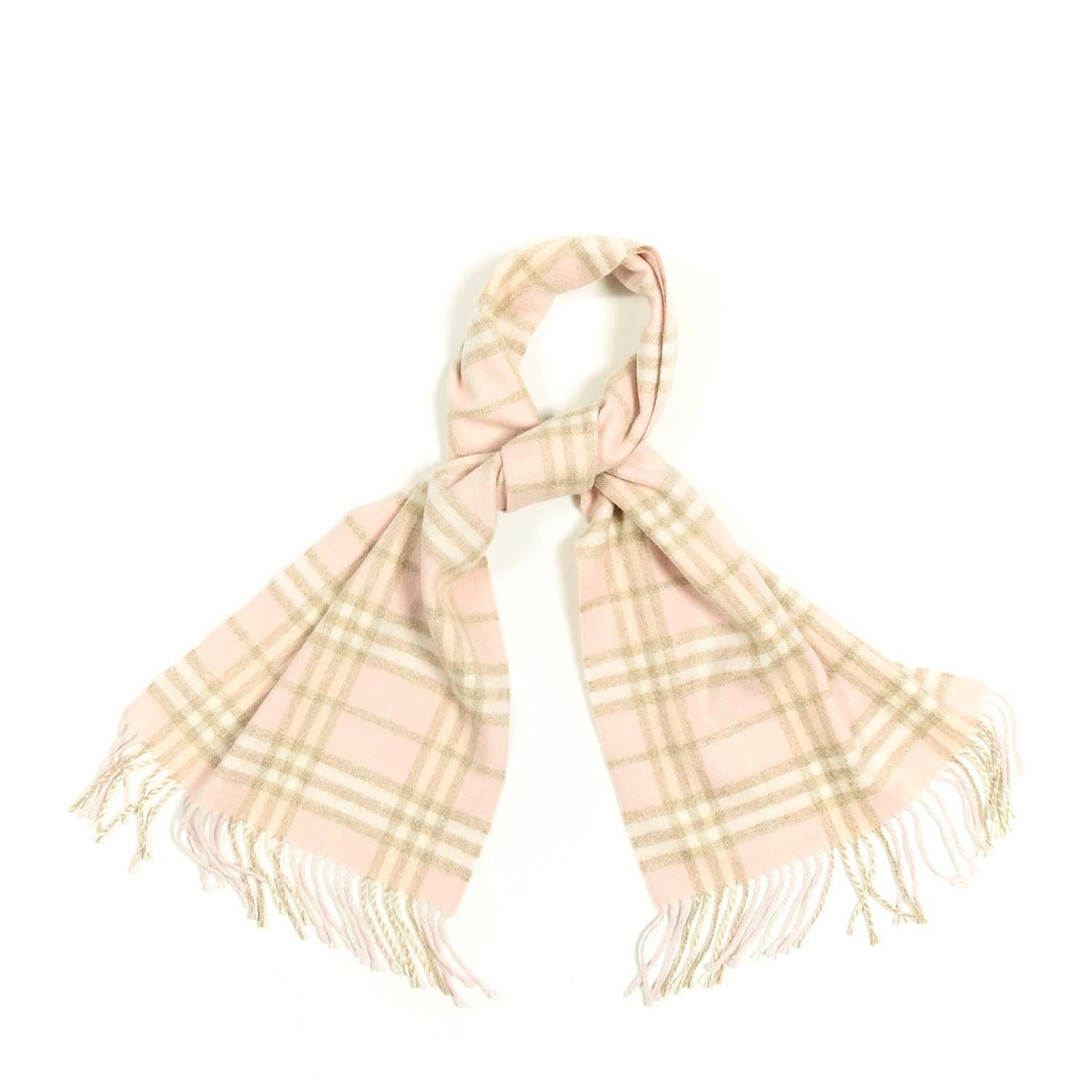 Burberry Cashmere Check Fringe Scarf Pink 1 of 3