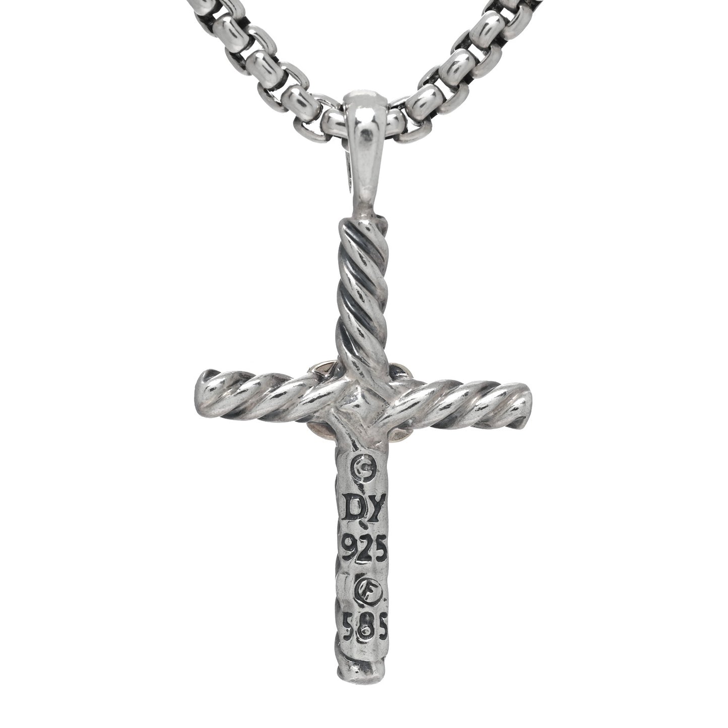 Sterling Silver 14K Yellow Gold Petite X Cross Pendant Necklace