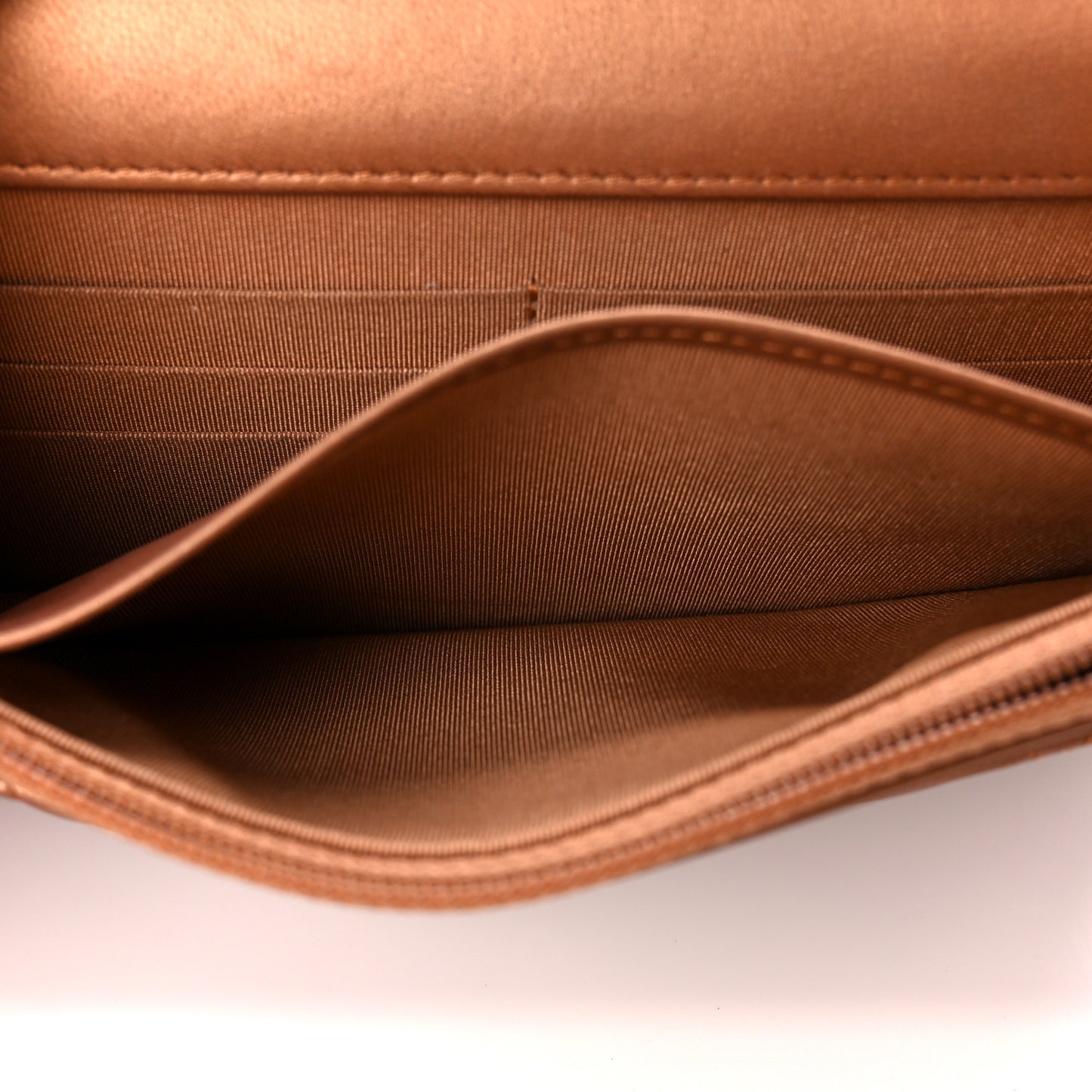 Metallic Lambskin Quilted Wallet On Chain WOC Golden