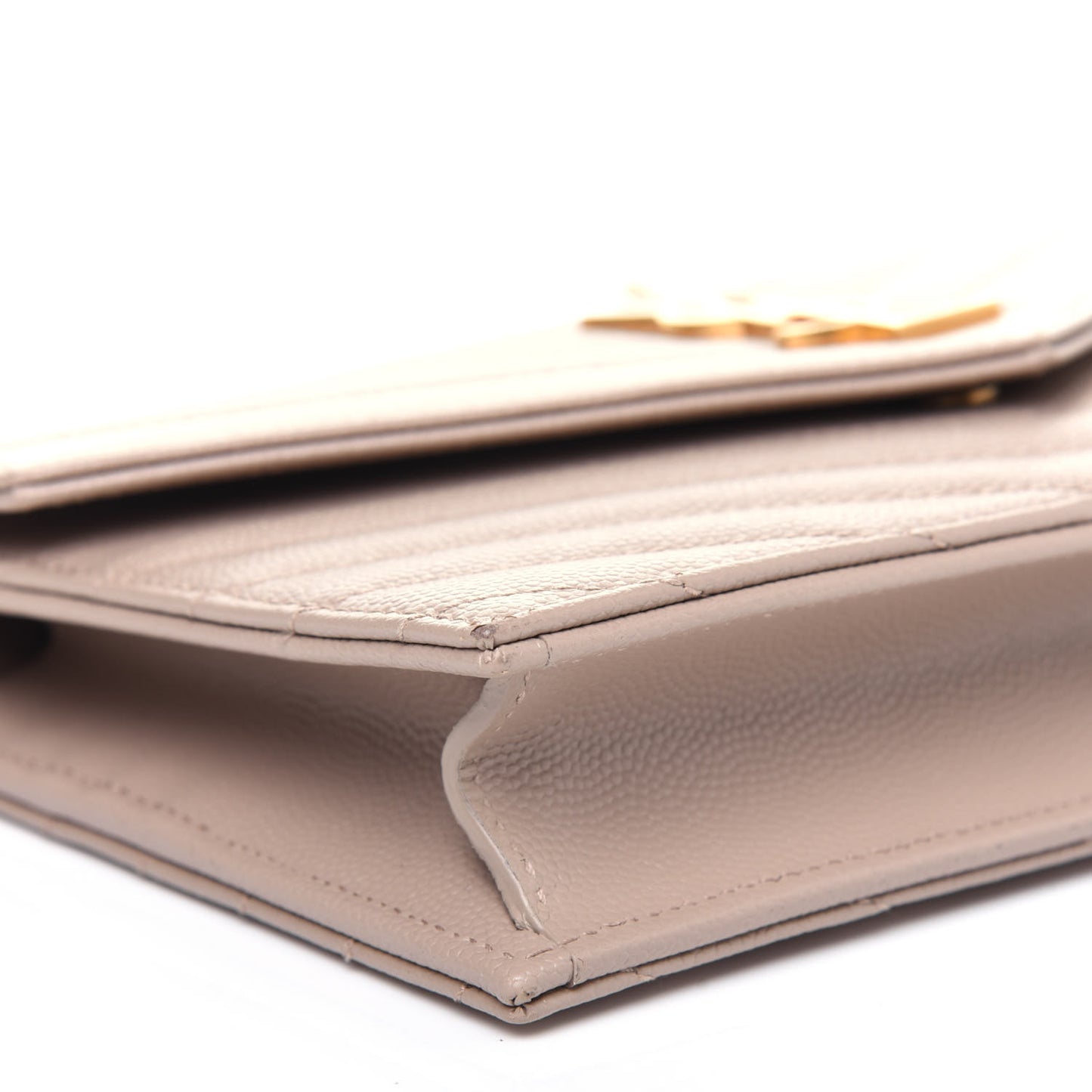 Grain De Poudre Matelasse Chevron Monogram Envelope Chain Wallet Dark Beige