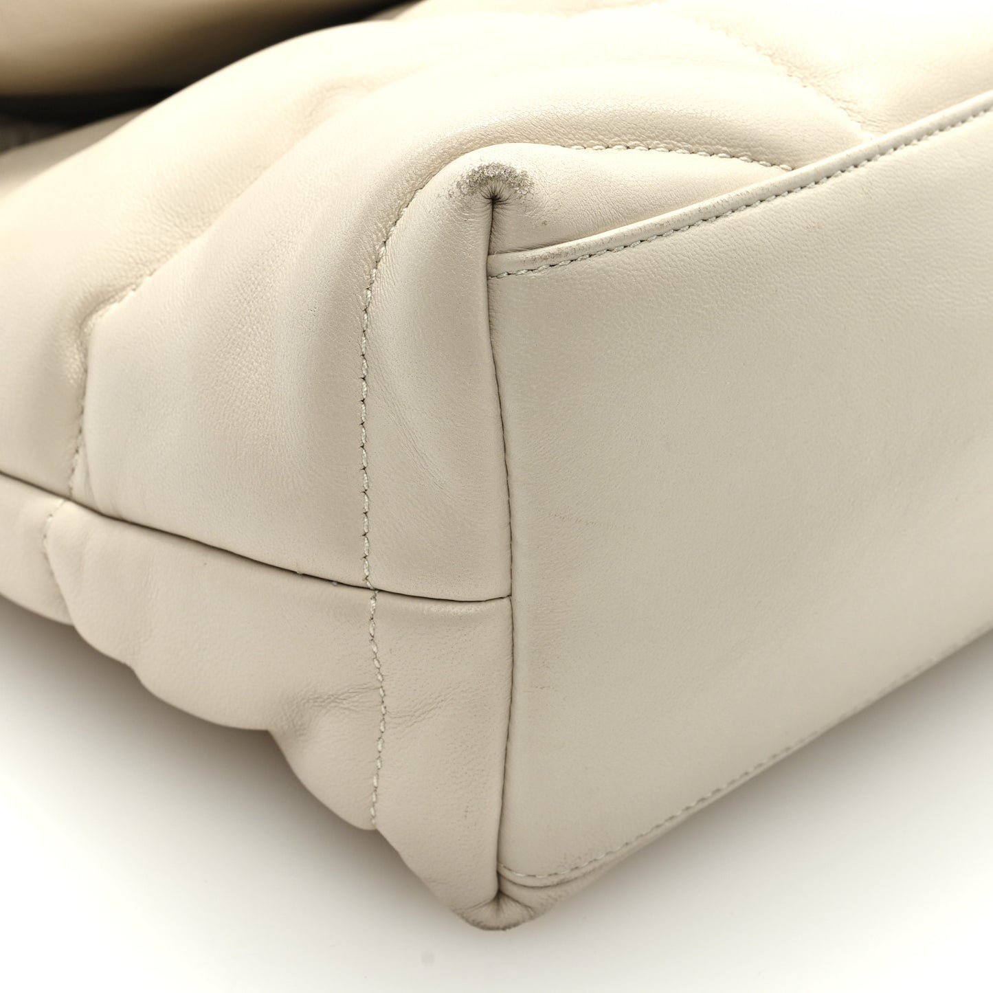 Lambskin Quilted Small Loulou Puffer Monogram Chain Satchel Blanc Vintage
