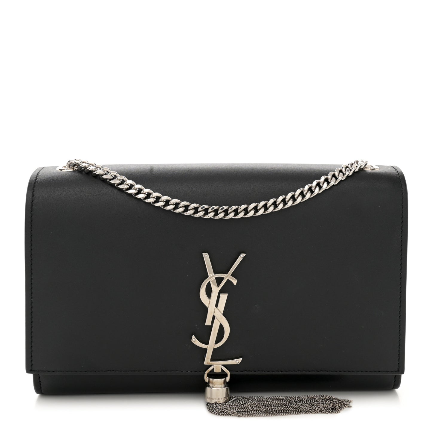 Smooth Calfskin Medium Classic Monogram Kate Tassel Satchel Black