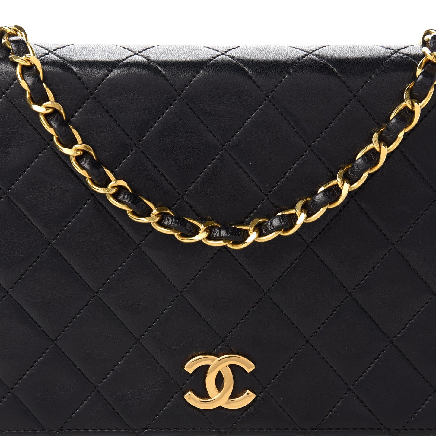 Lambskin Quilted Small Single Flap Bag Black