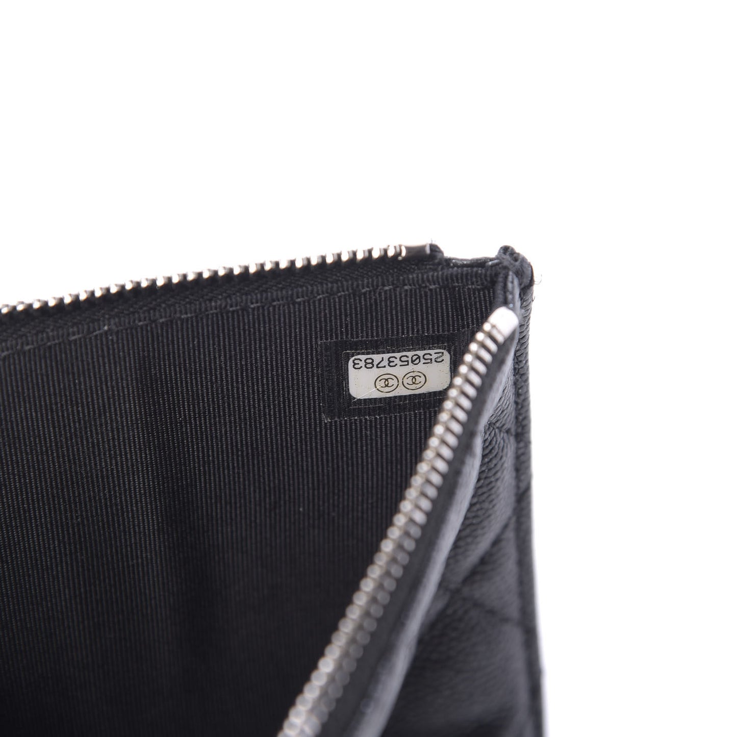 Iridescent Caviar Quilted Classic Zip Pouch Black