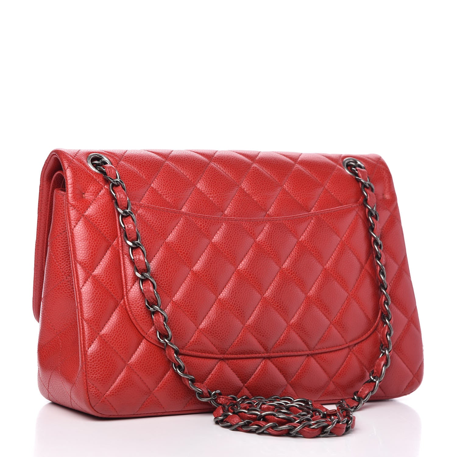 Chanel Caviar Quilted Jumbo Double Flap Red 3 of 12