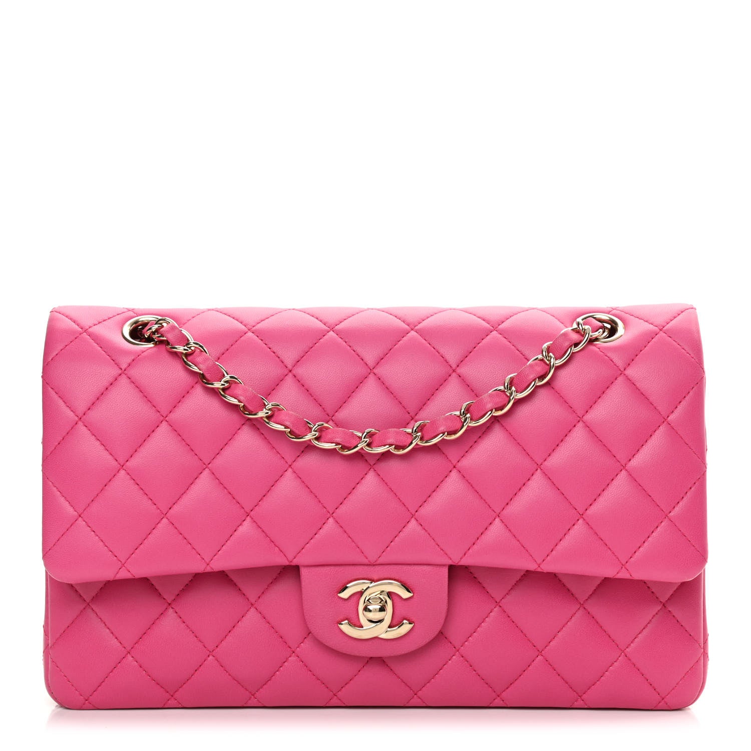 Chanel Lambskin Quilted Medium Double Flap Pink 1 of 19