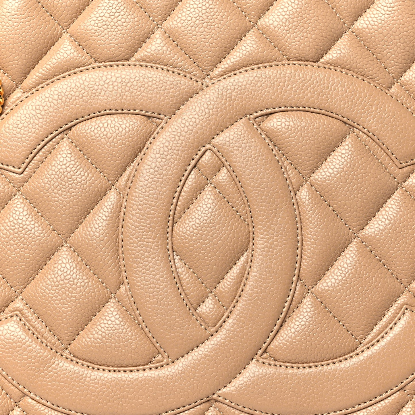 Caviar Quilted Medallion Tote Beige