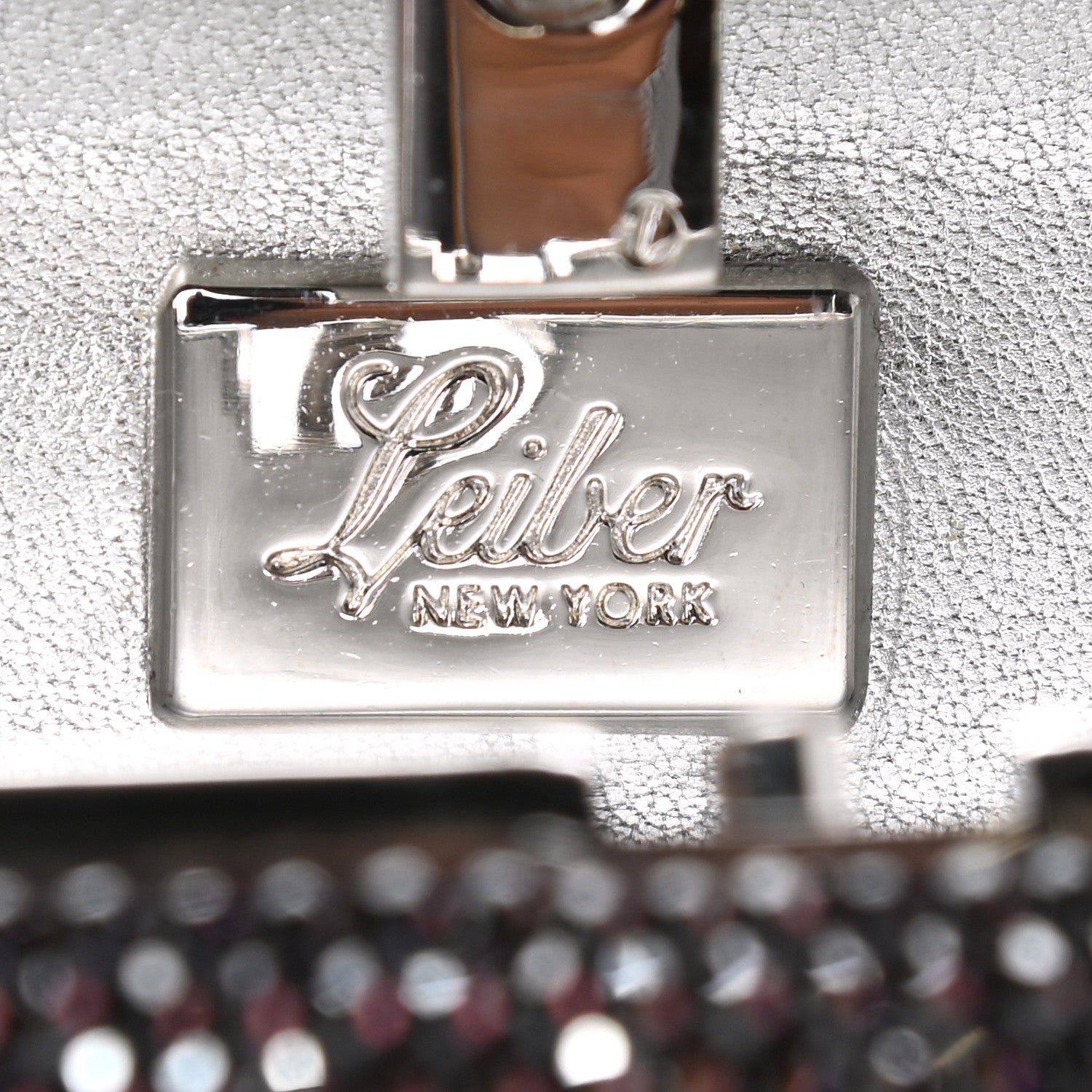 Judith Leiber Swarovski Crystal Minaudiere Clutch Silver Purple 5 of 8