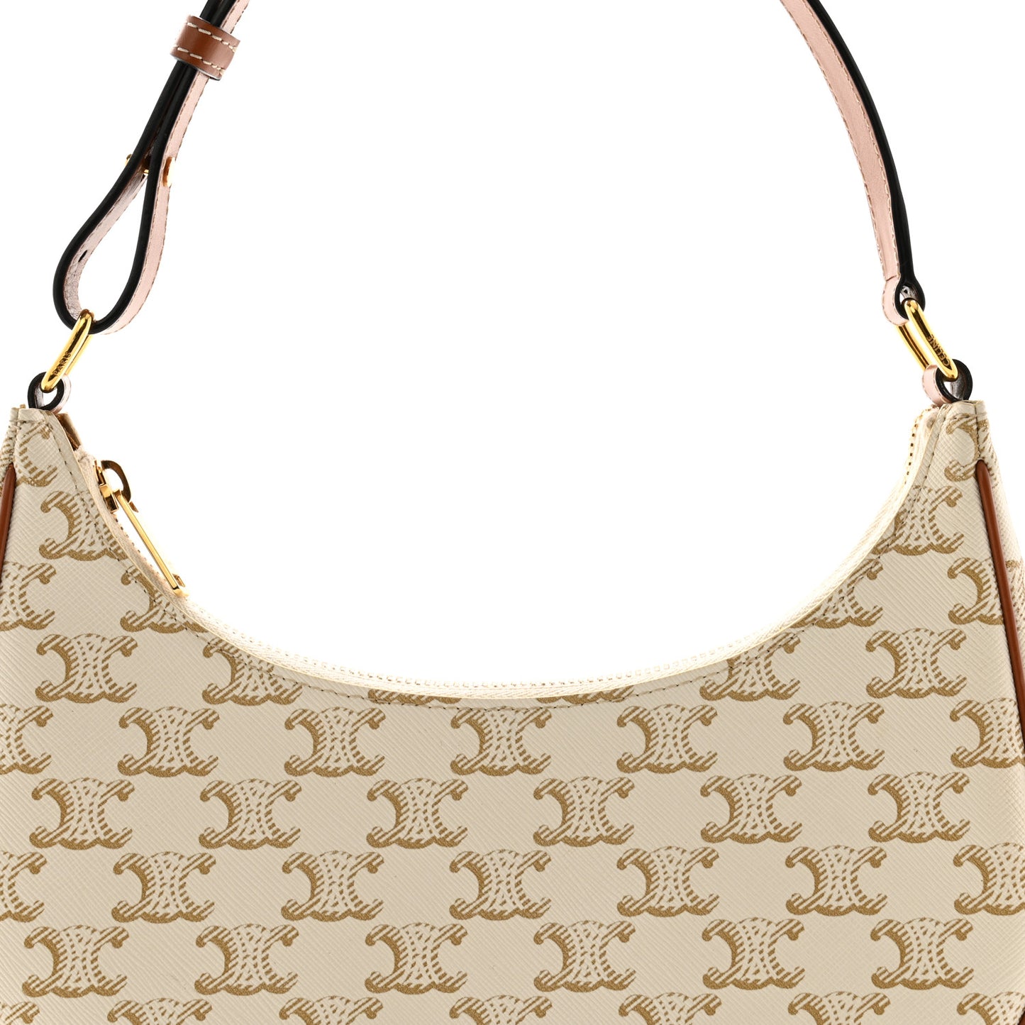 Canvas Calfskin Ava Triomphe Shoulder Bag White