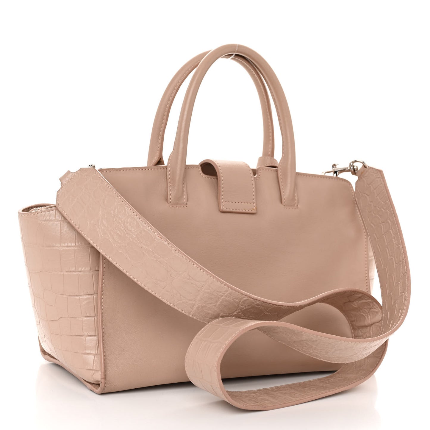 Calfskin Crocodile Embossed Baby Monogram Downtown Cabas Dark Beige