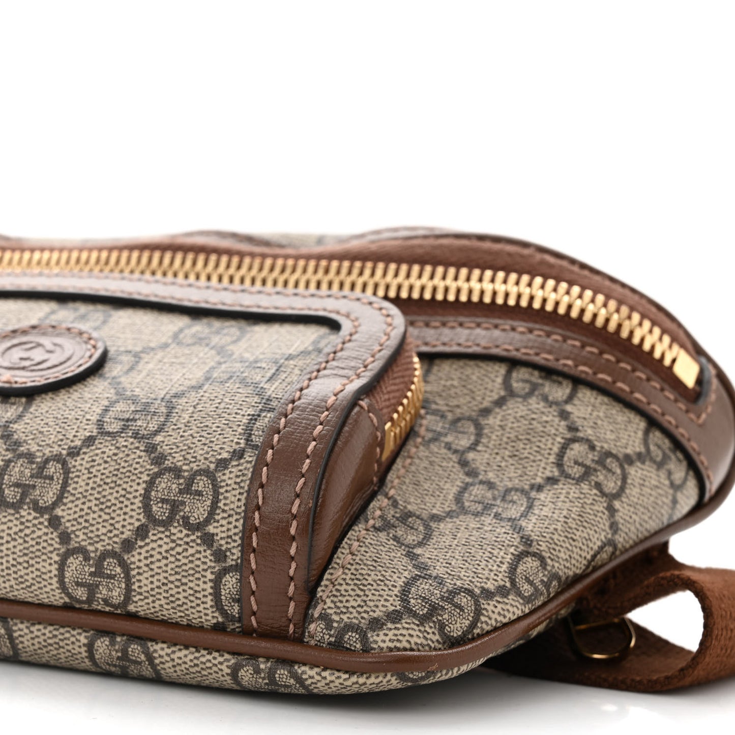 GG Supreme Monogram Textured Calfskin Retro Interlocking G Belt Bag Beige Ebony Brown Sugar