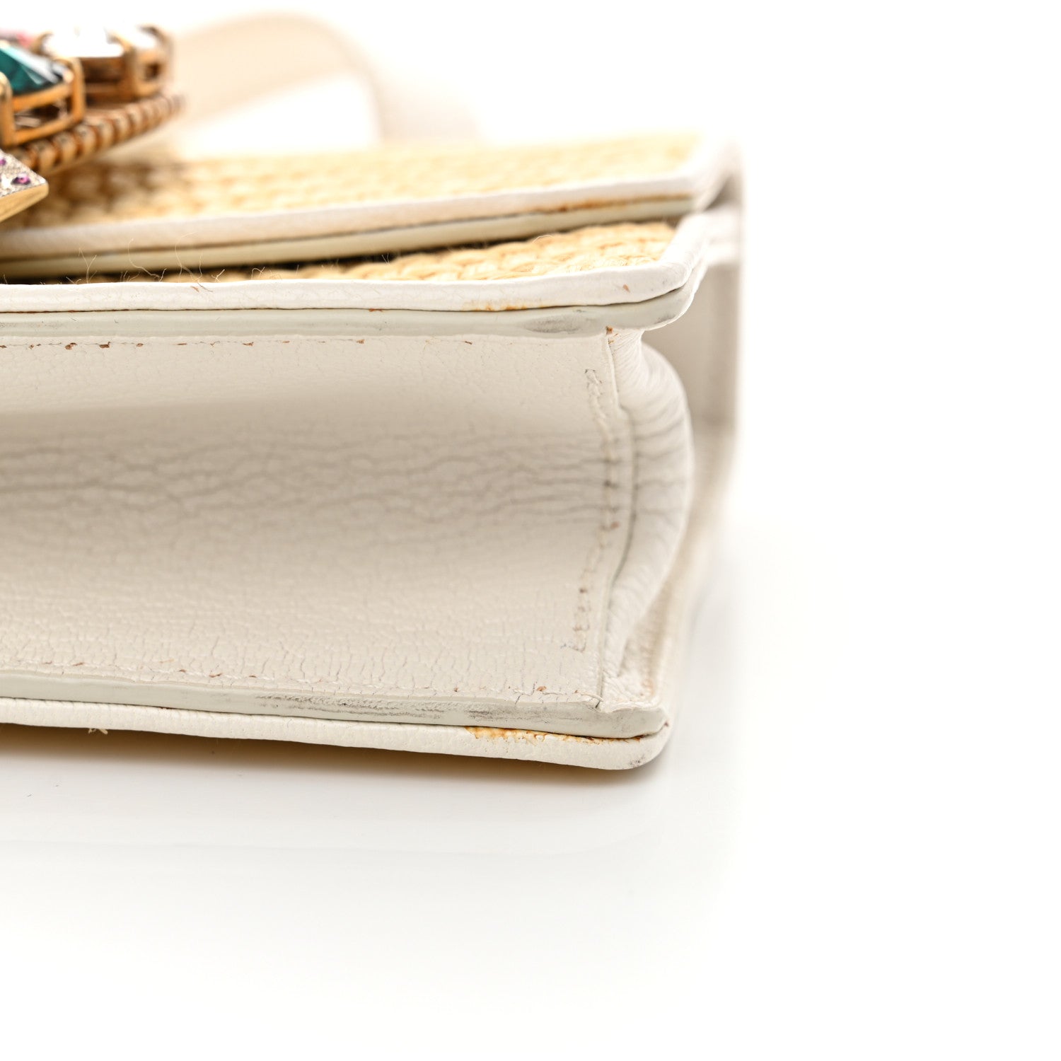 Miu Miu Raffia Madras Crystal Embellished Lady Shoulder Bag Naturale White 11 of 18