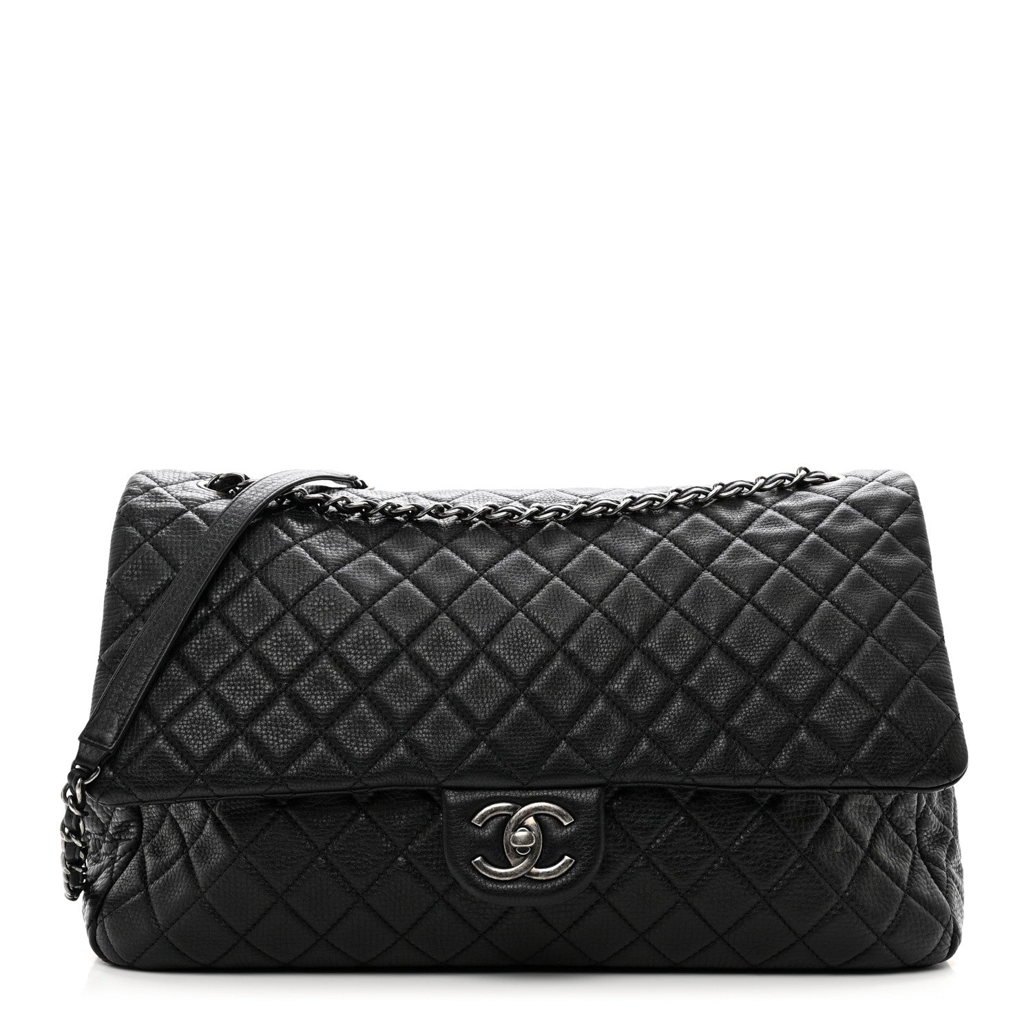 Chanel Grained Calfskin Quilted XXL Travel Flap Bag Black 1 of 10