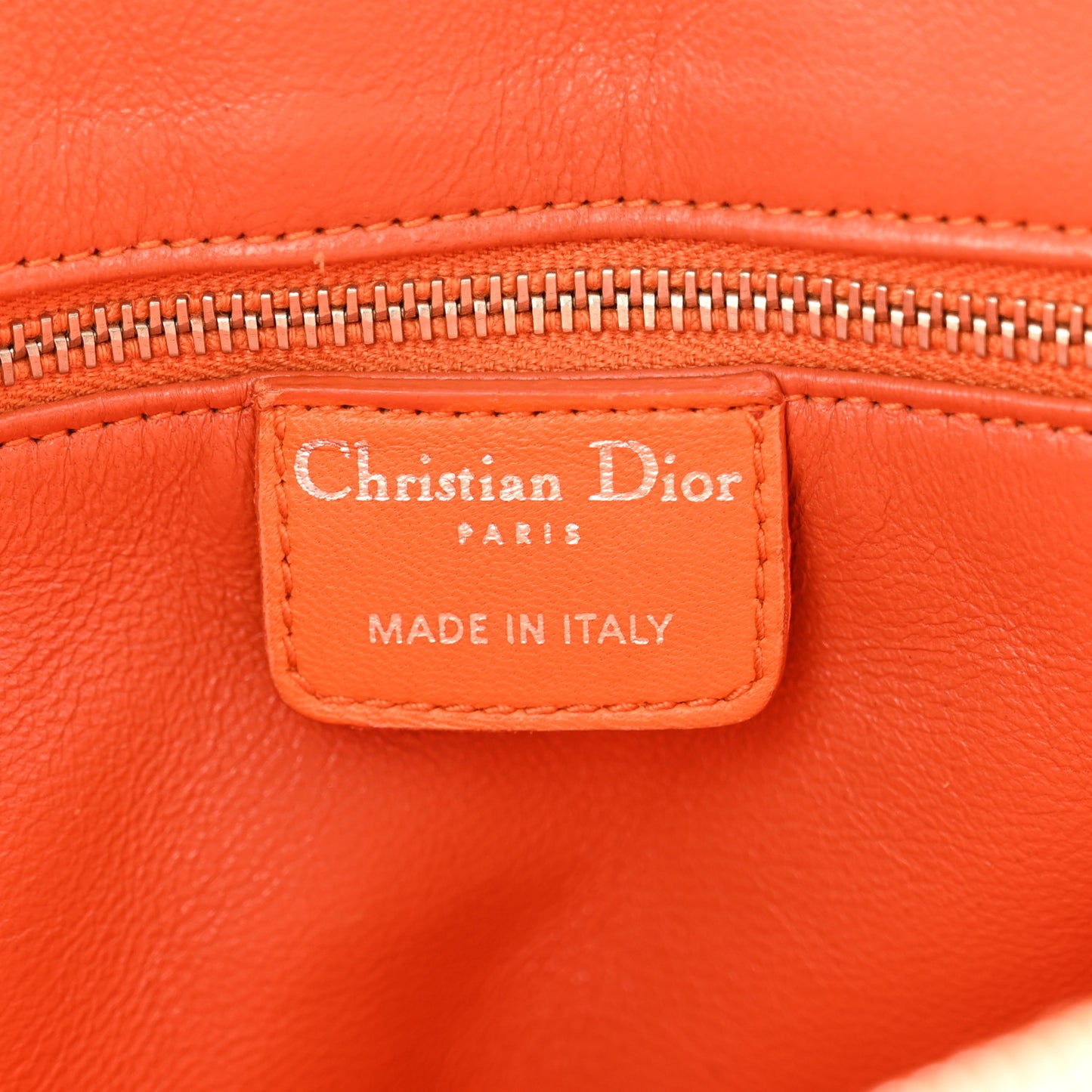 Lambskin Woven Lady Dior Avenue Tote Orange