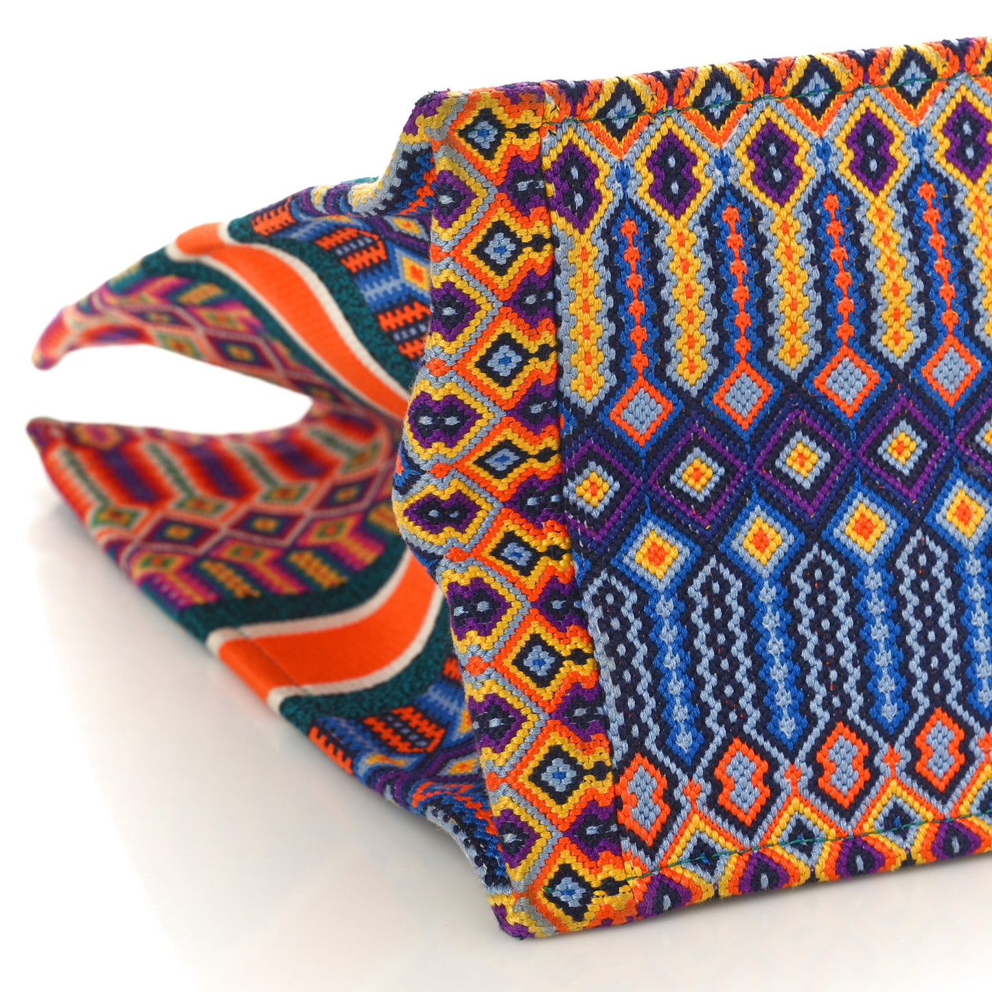 Canvas Embroidered Large Book Tote Orange Multicolor