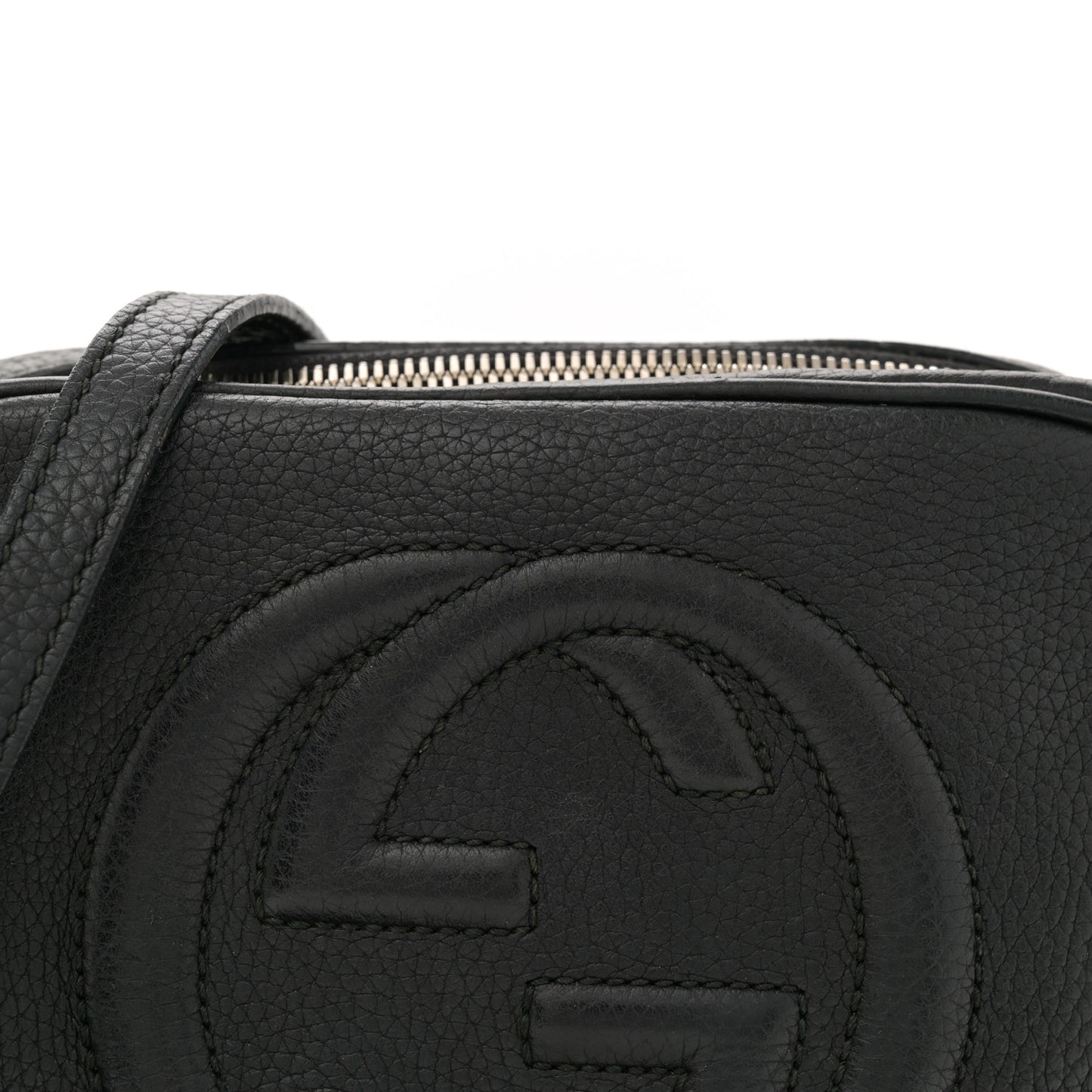 Pebbled Calfskin Small Soho Disco Bag Black