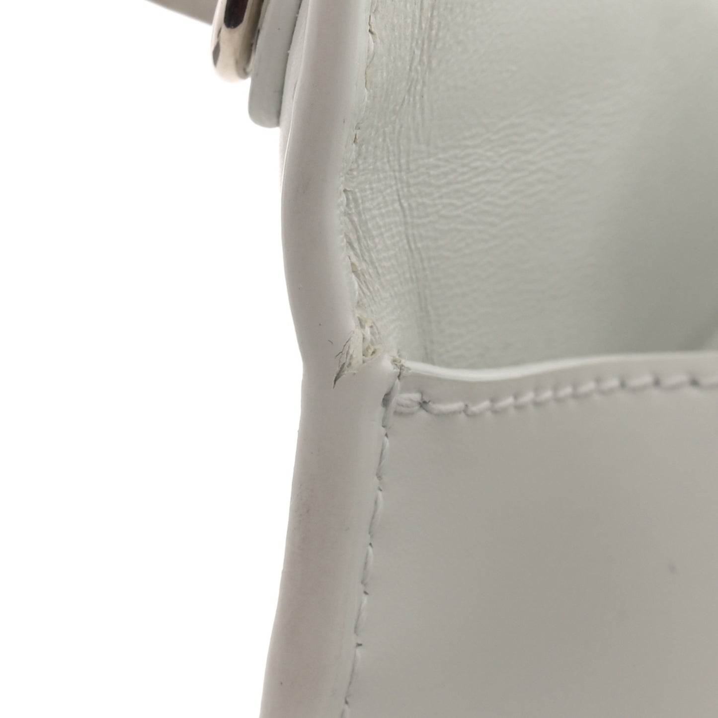 Shiny Box Calfskin Tonal B Small Hourglass Top Handle Bag White