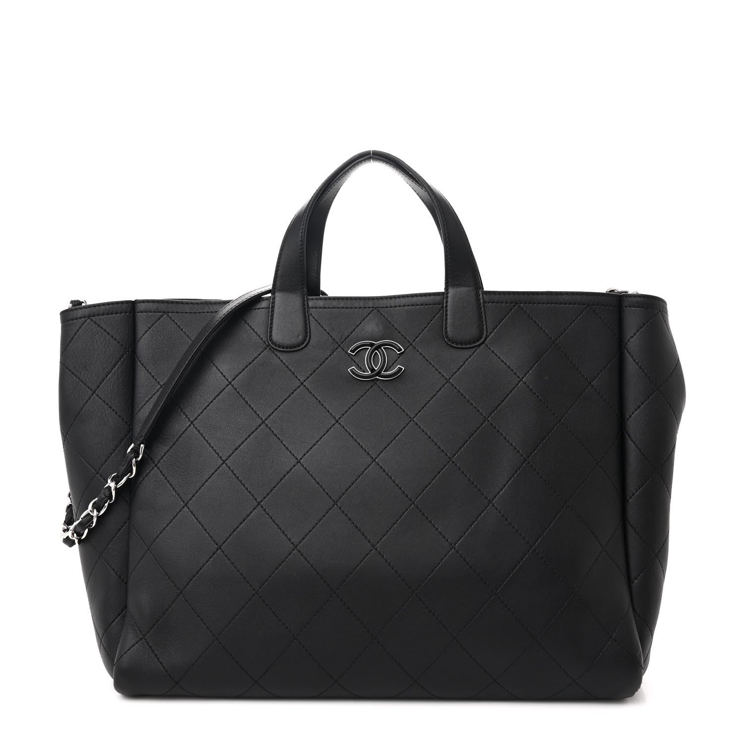 Chanel Caviar Stitched Large Lady Coco Shopping Tote Black 1686484