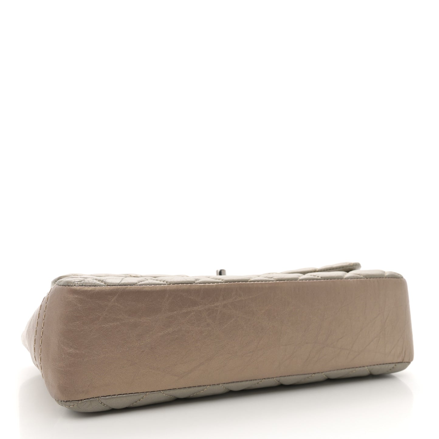 Aged Calfskin Quilted Small Lady Pearly Flap Silver Gold
