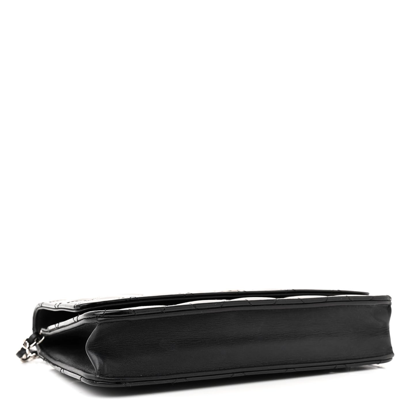 Patent Quilted Wallet On Chain WOC Black