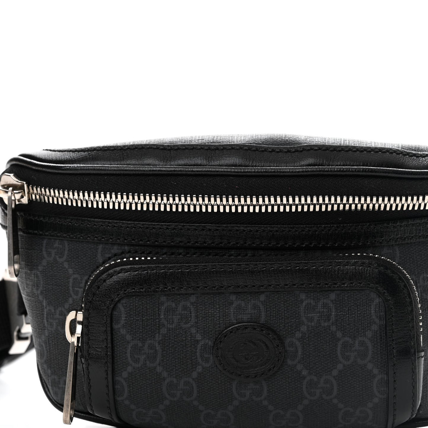 GG Supreme Monogram Textured Calfskin Retro Interlocking G Belt Bag Black