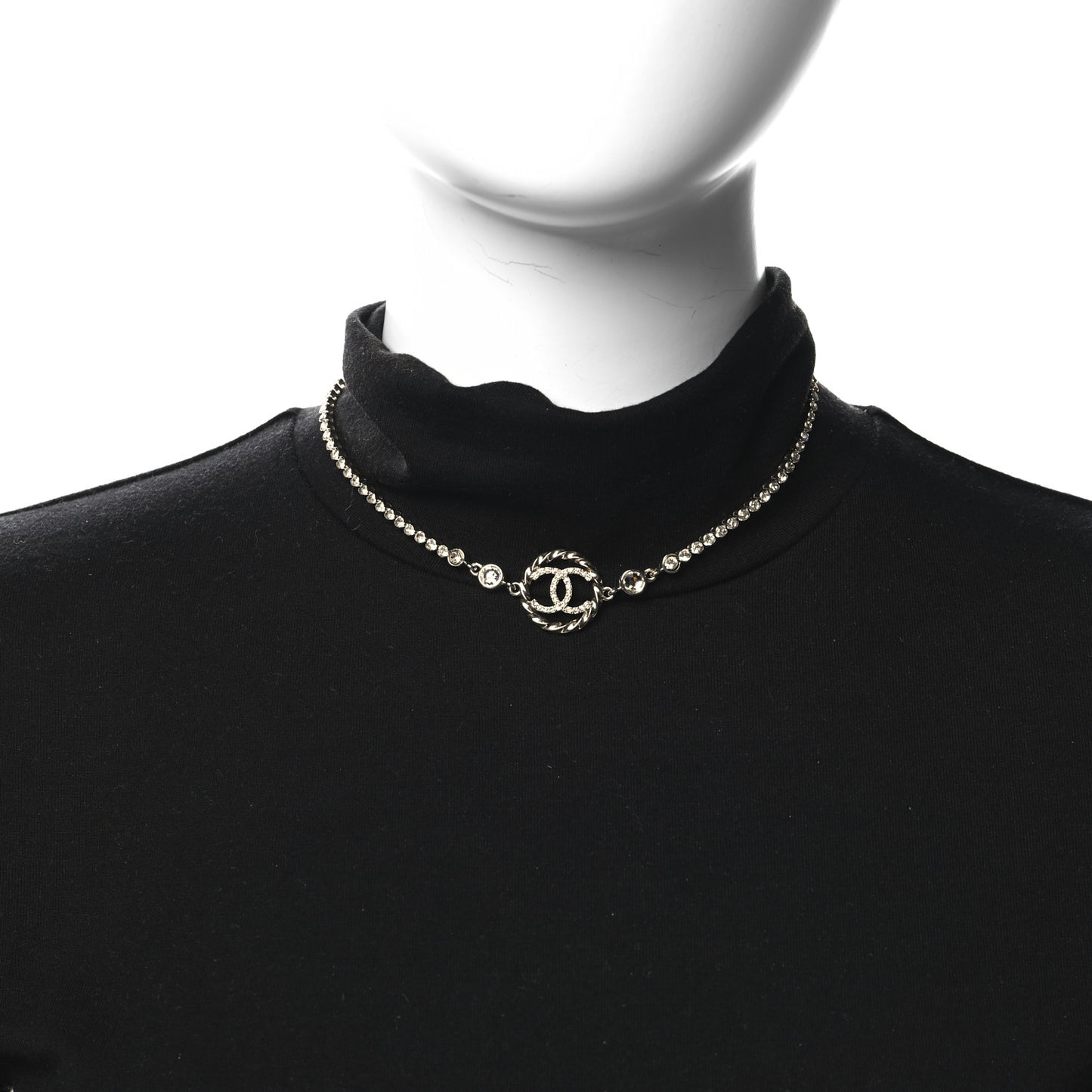 Metal Crystal CC Choker Necklace Gold