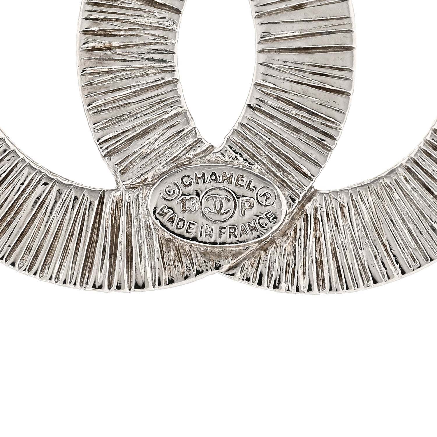 Chanel Baguette Crystal CC Drop Hoop Earrings Silver 4 of 4