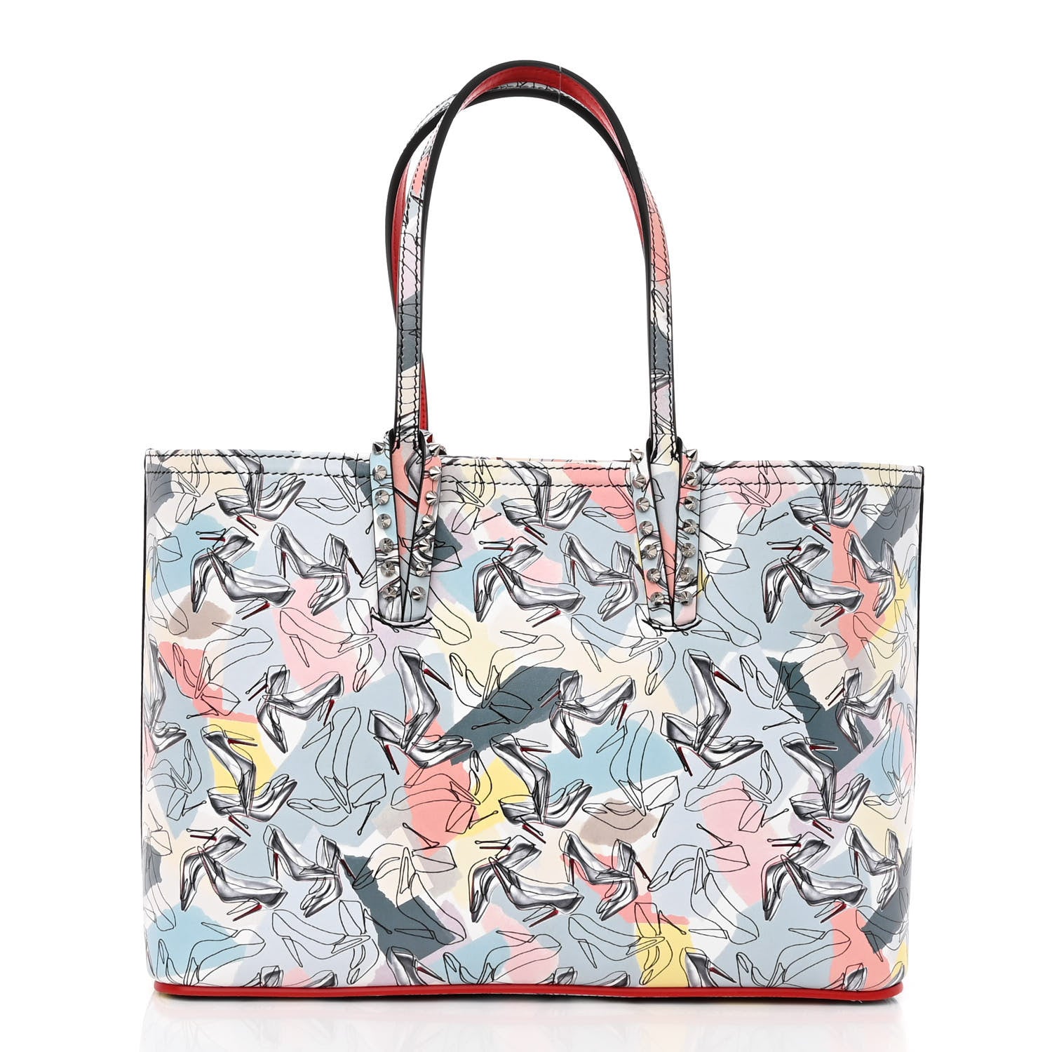 Christian Louboutin Calfskin Small Paris Shoes Cabata Tote Blue Multicolor 3 of 11