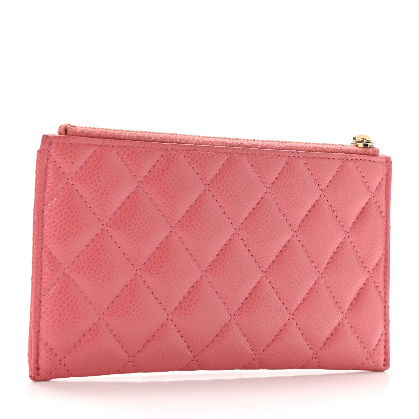 Iridescent Caviar Quilted Classic Zip Pouch Pink
