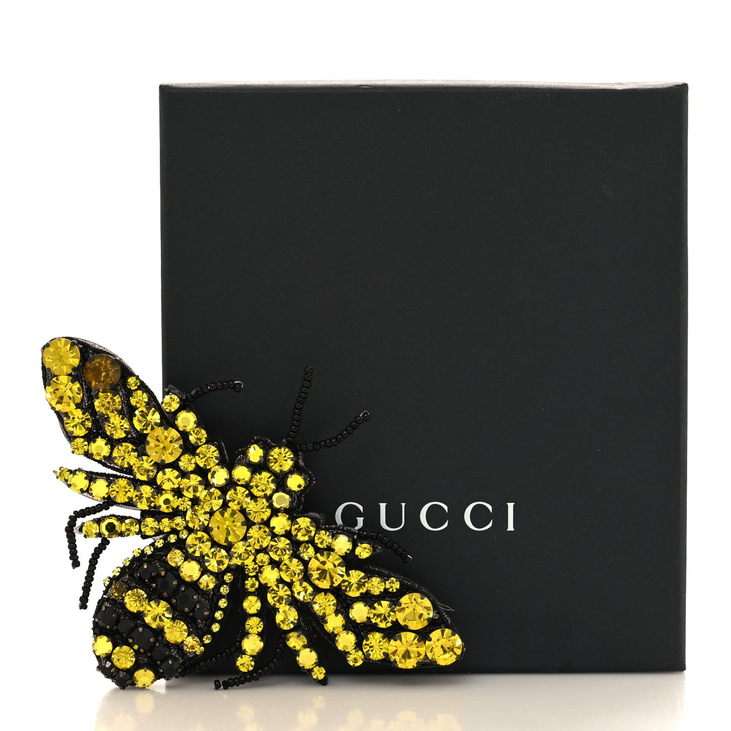 Metal Crystal Bee Brooch Black Yellow