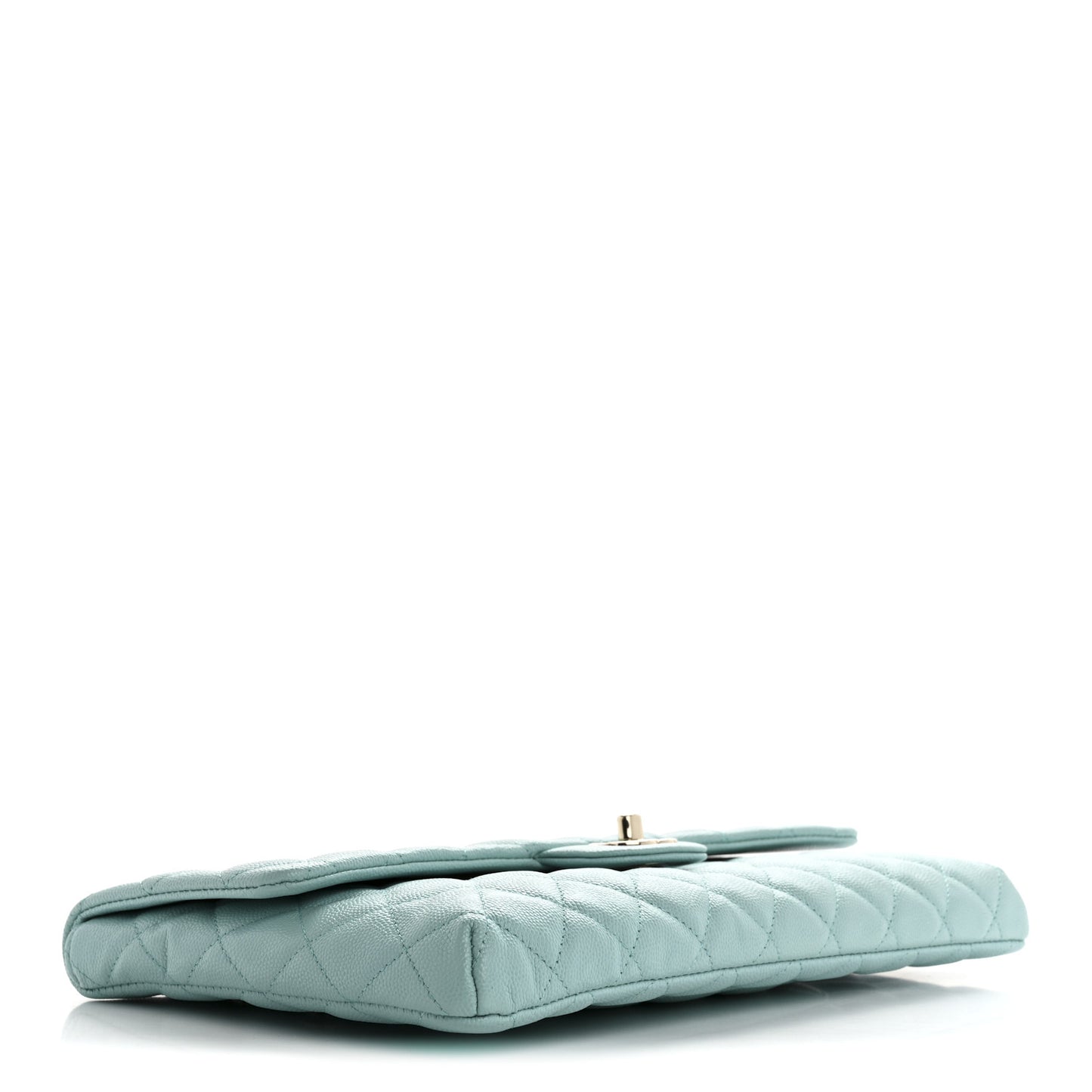 Caviar Quilted Flap Clutch Light Blue