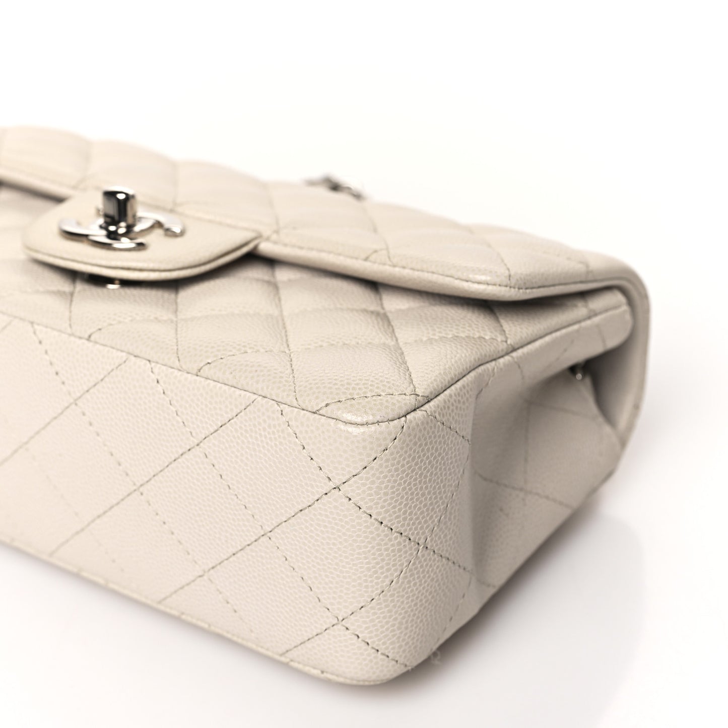 Caviar Quilted Mini Rectangular Flap Ivory